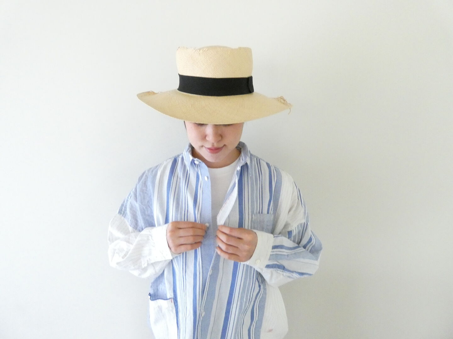 快晴堂(かいせいどう) 風をはらんでスゥイングする・ブルーブルーストライプ　風をはらむ、シャツの商品画像7