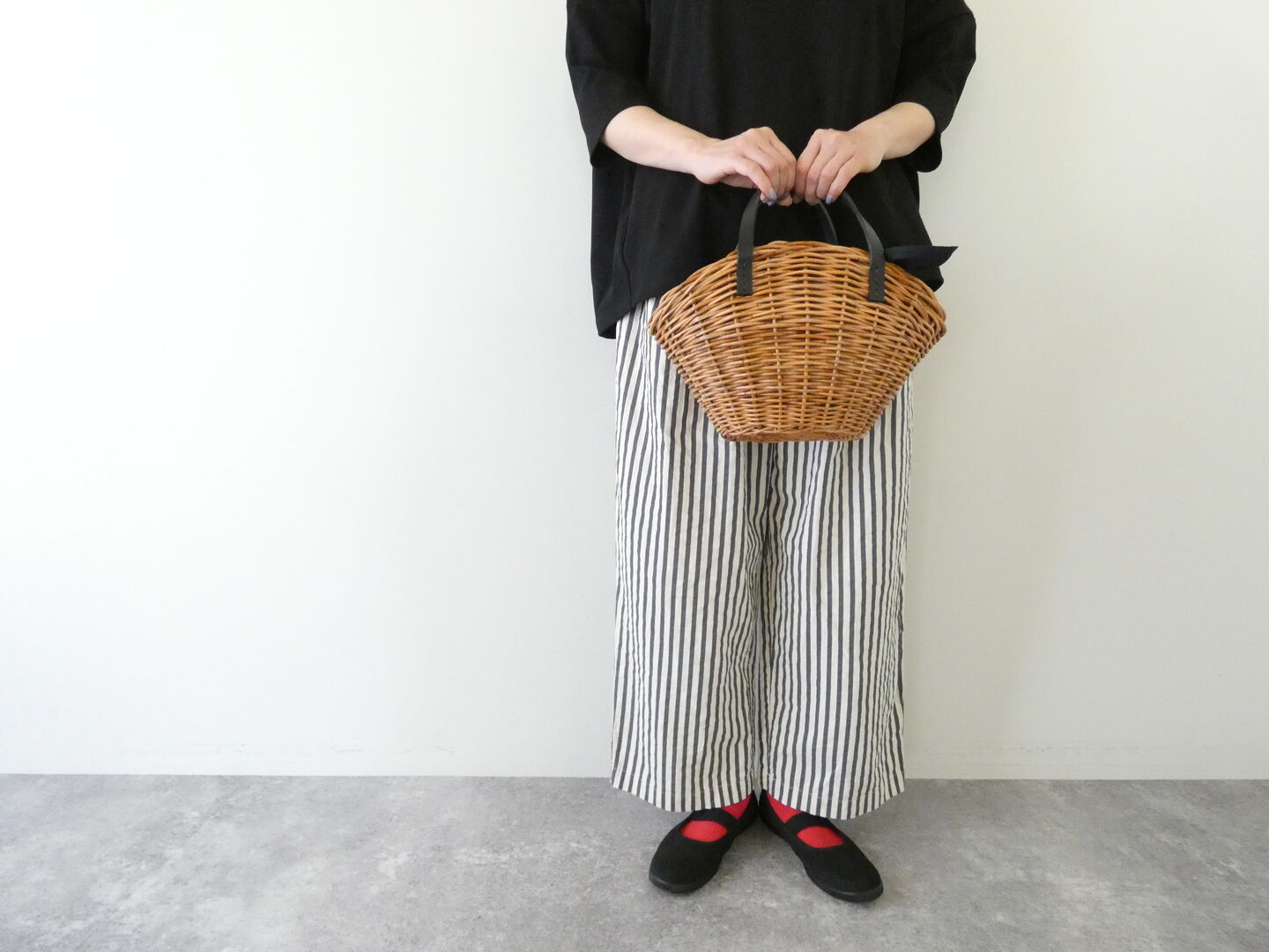 prit(プリット) 20/1コットンリネンストライププリントタックイージーパンツの商品画像1