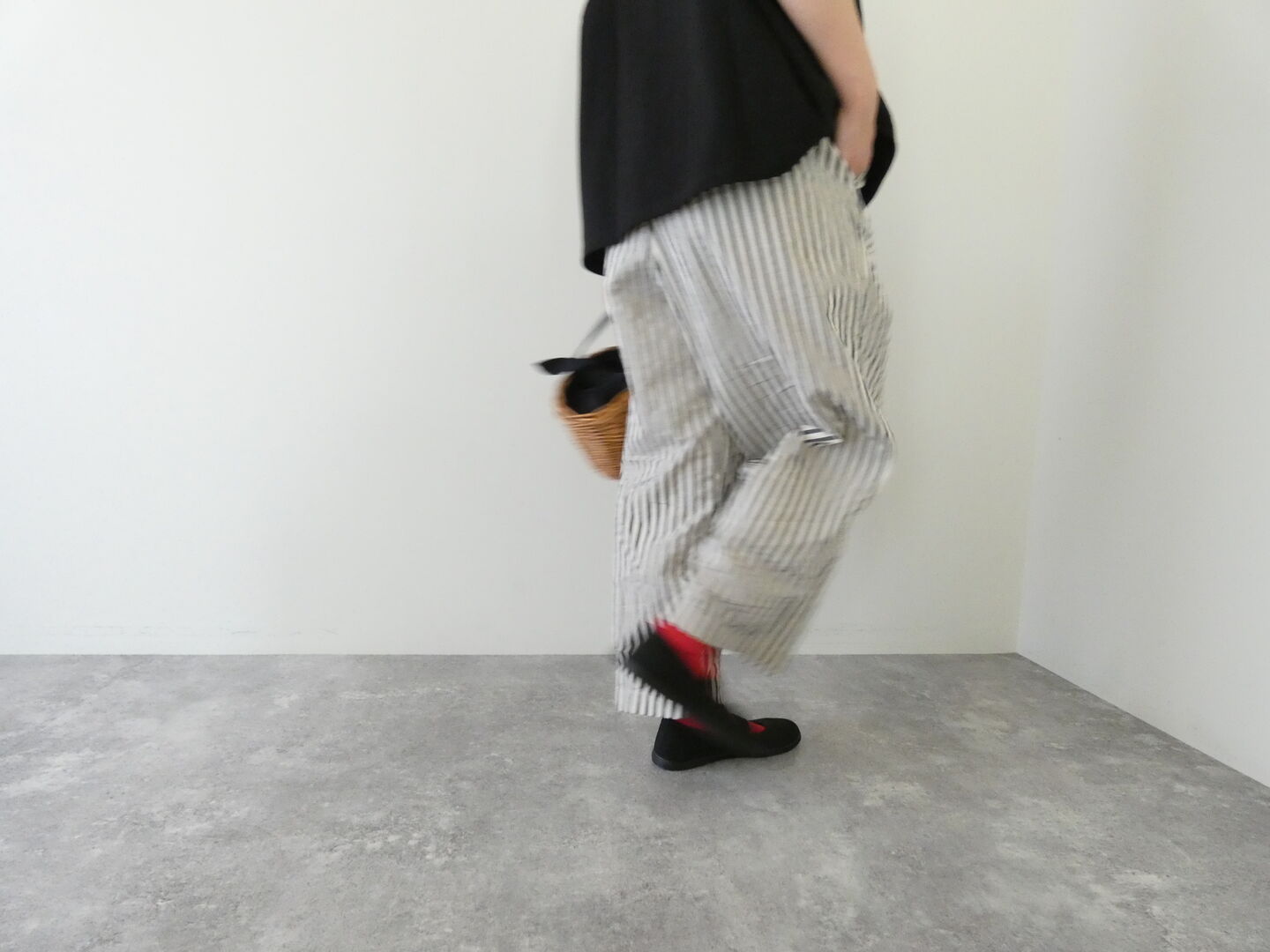 prit(プリット) 20/1コットンリネンストライププリントタックイージーパンツの商品画像5