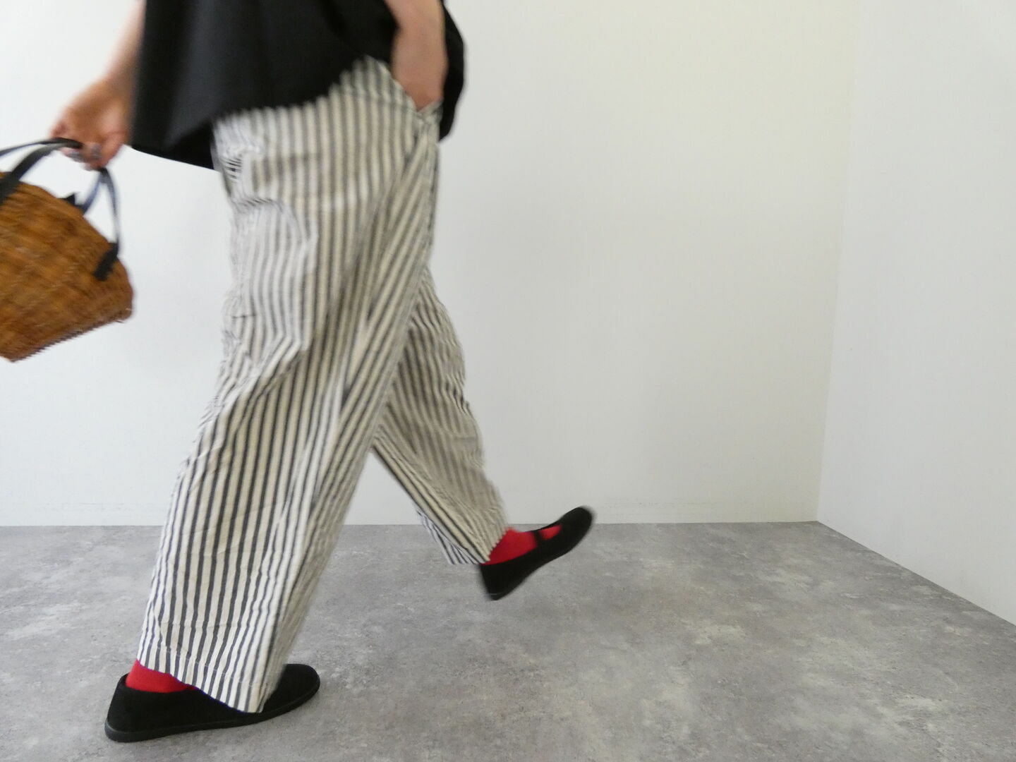 prit(プリット) 20/1コットンリネンストライププリントタックイージーパンツの商品画像6