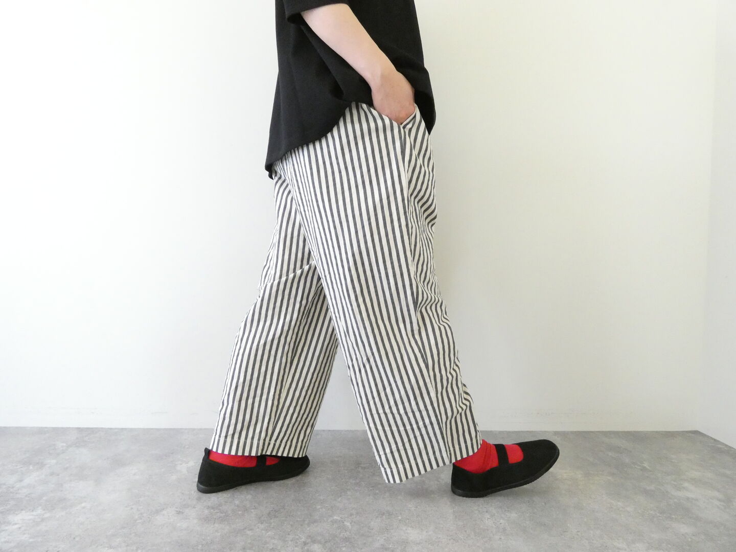 prit(プリット) 20/1コットンリネンストライププリントタックイージーパンツの商品画像7