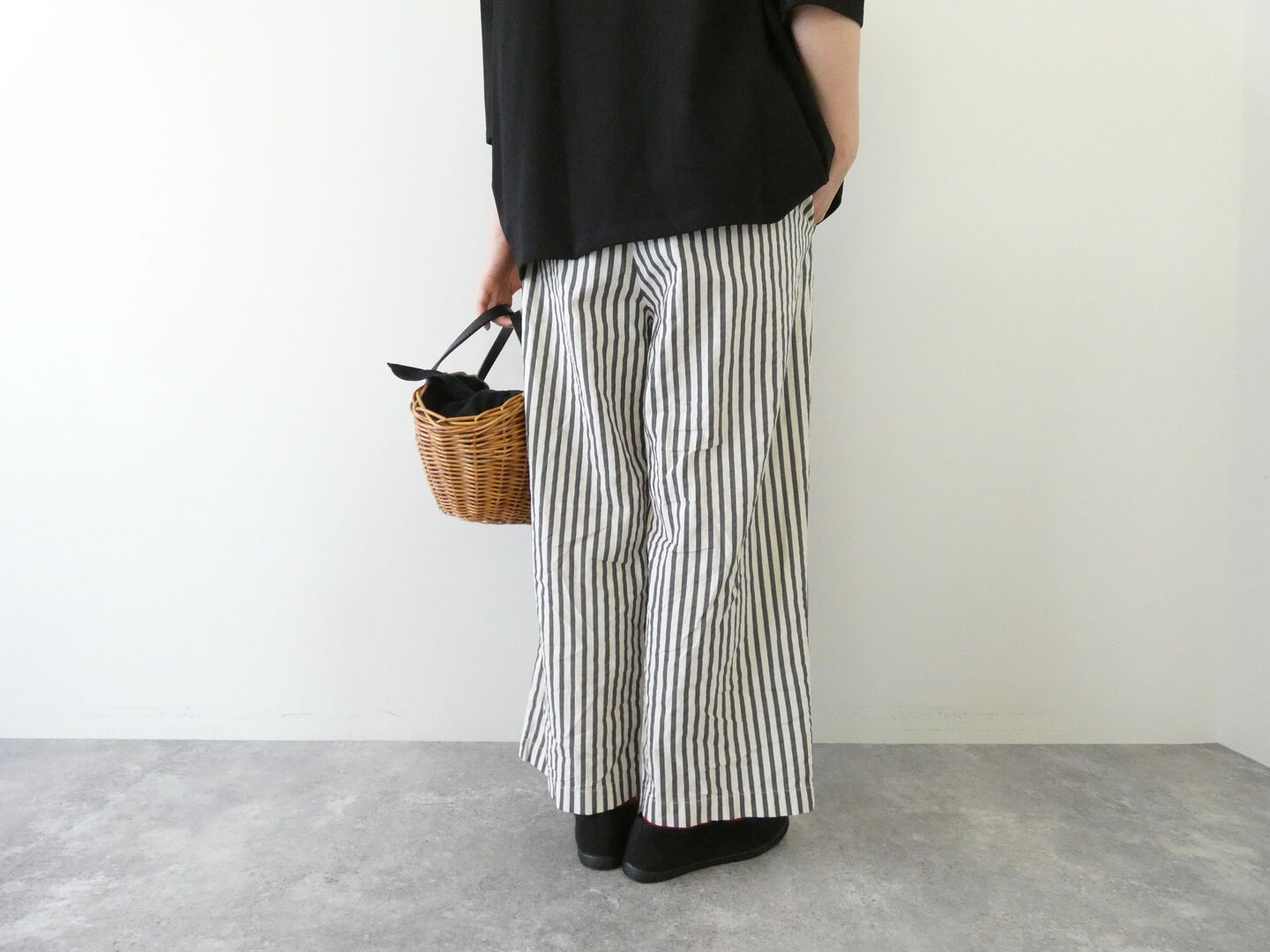 prit(プリット) 20/1コットンリネンストライププリントタックイージーパンツの商品画像8