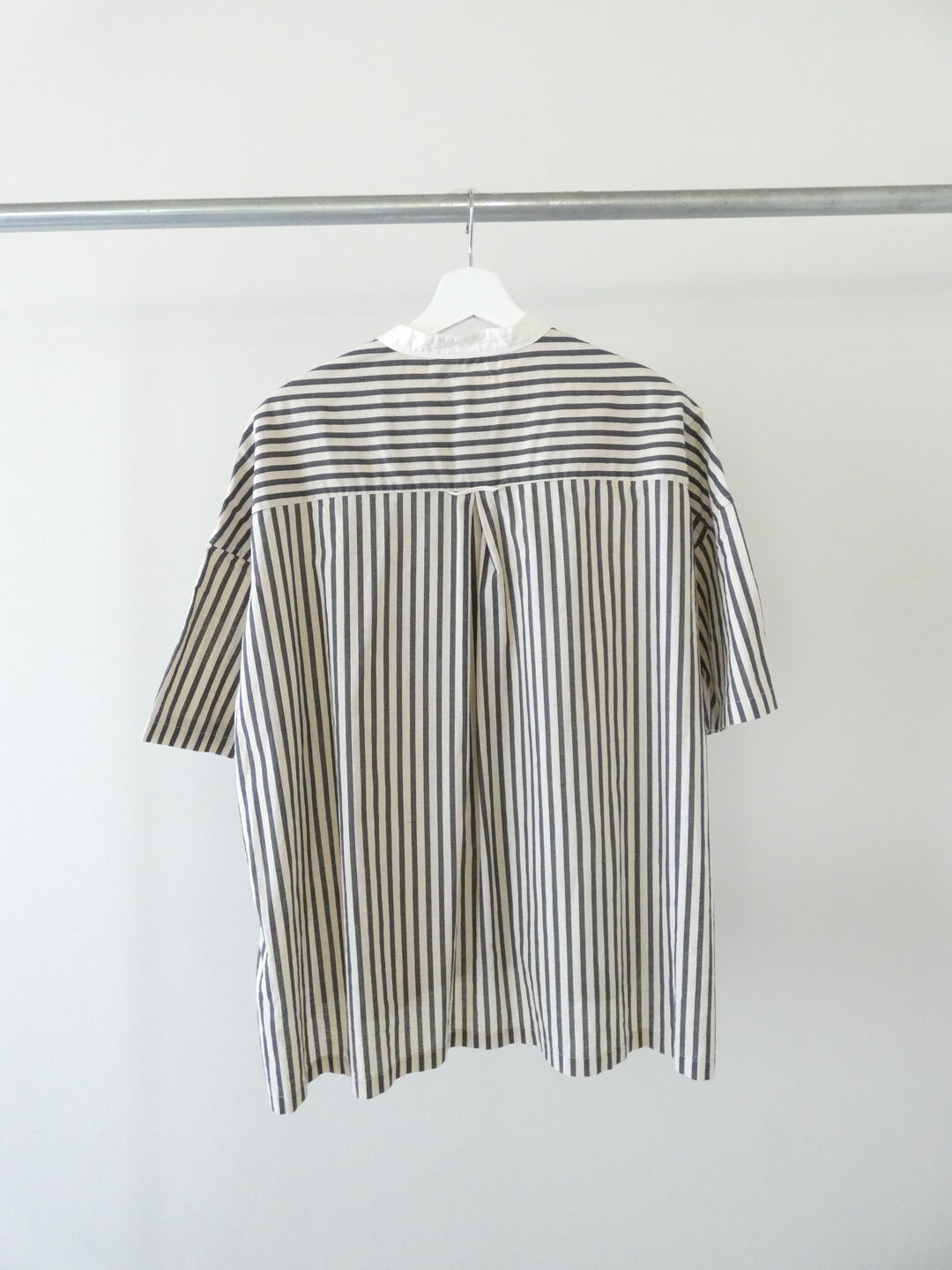 prit(プリット) 20/1コットンリネンストライププリント5分袖スタンドカラークレリックシャツの商品画像12