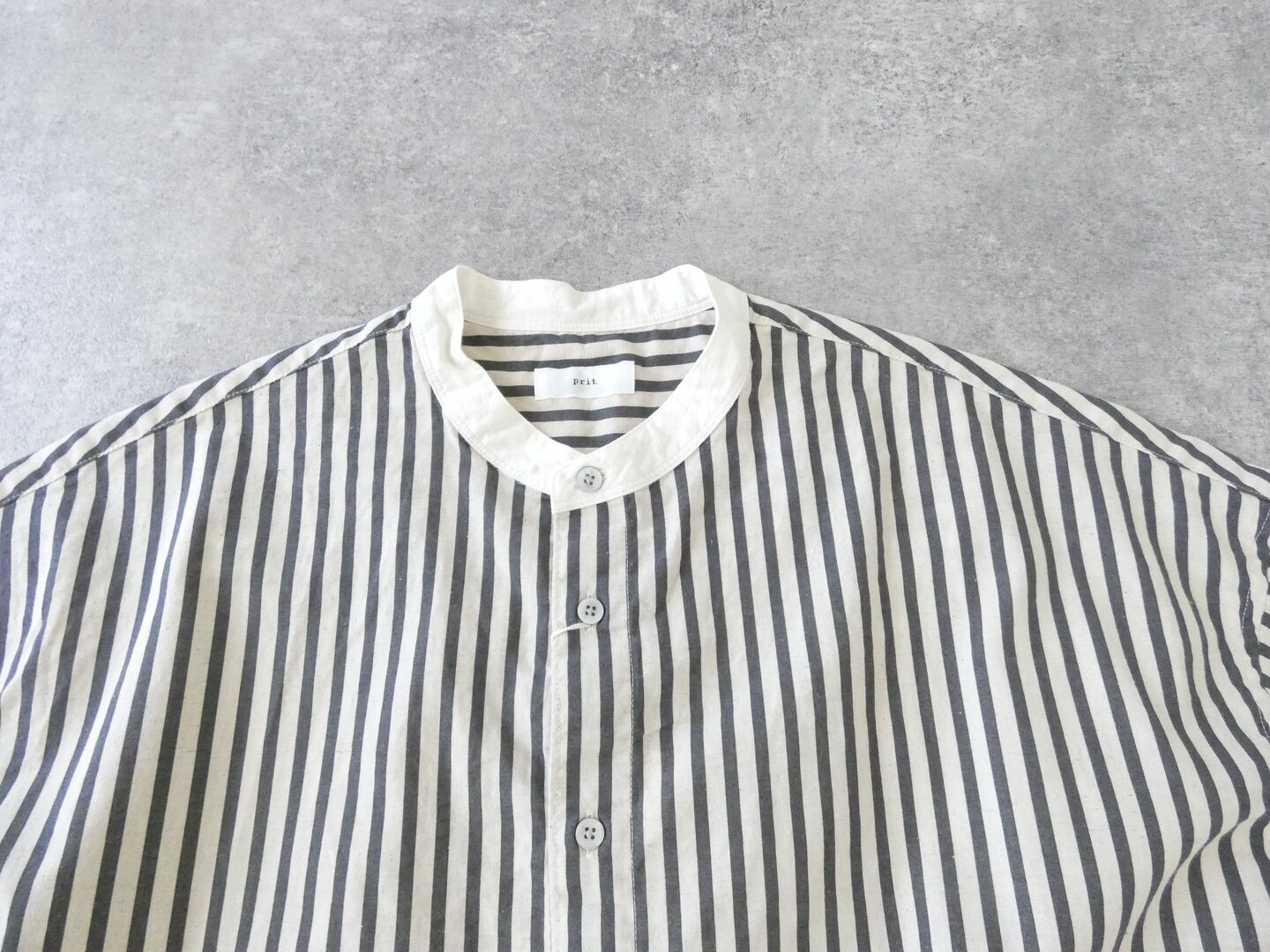 prit(プリット) 20/1コットンリネンストライププリント5分袖スタンドカラークレリックシャツの商品画像21