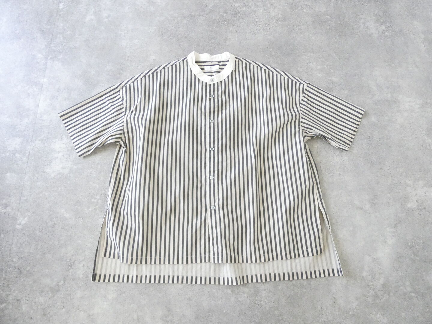 prit(プリット) 20/1コットンリネンストライププリント5分袖スタンドカラークレリックシャツの商品画像3