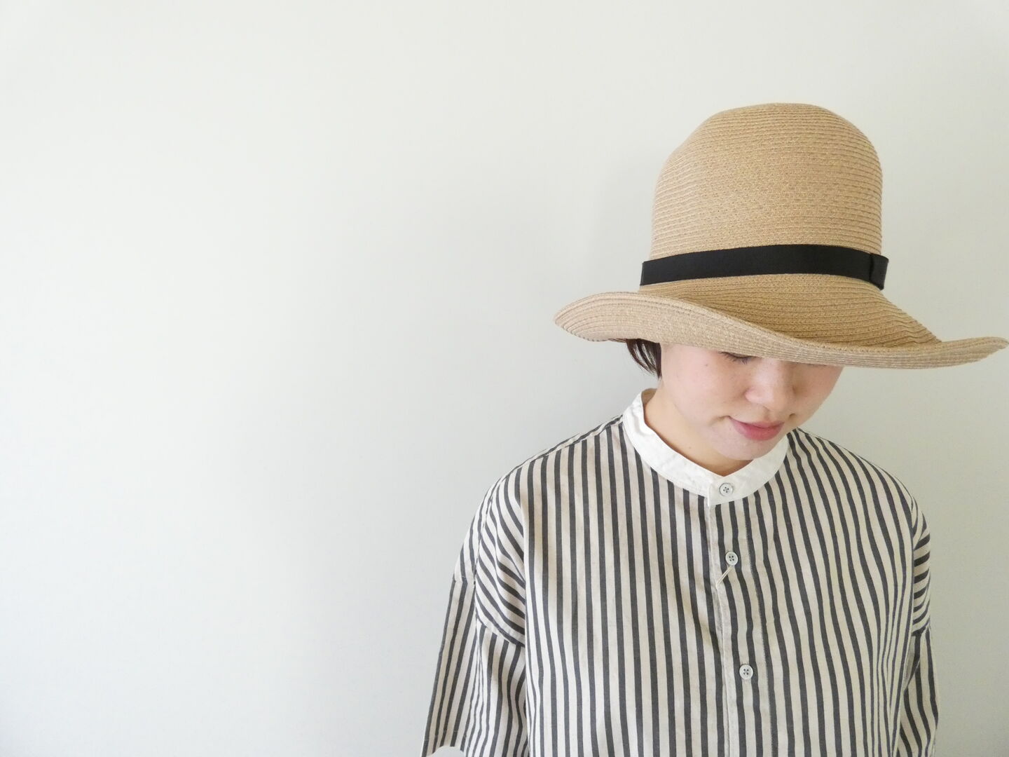 prit(プリット) 20/1コットンリネンストライププリント5分袖スタンドカラークレリックシャツの商品画像6