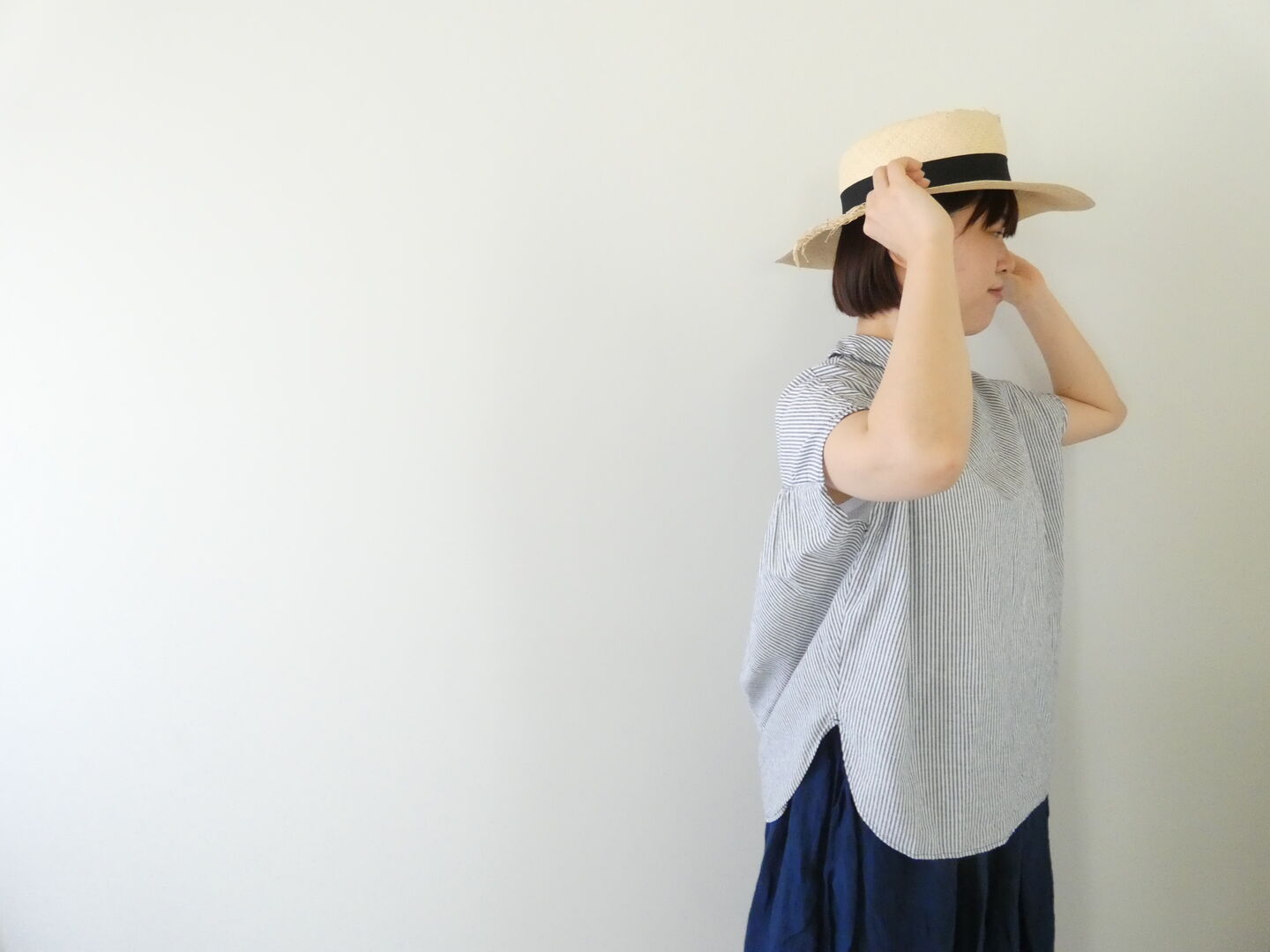 prit(プリット) 綿麻ポプリンスリーブレス衿付きプルオーバーの商品画像4