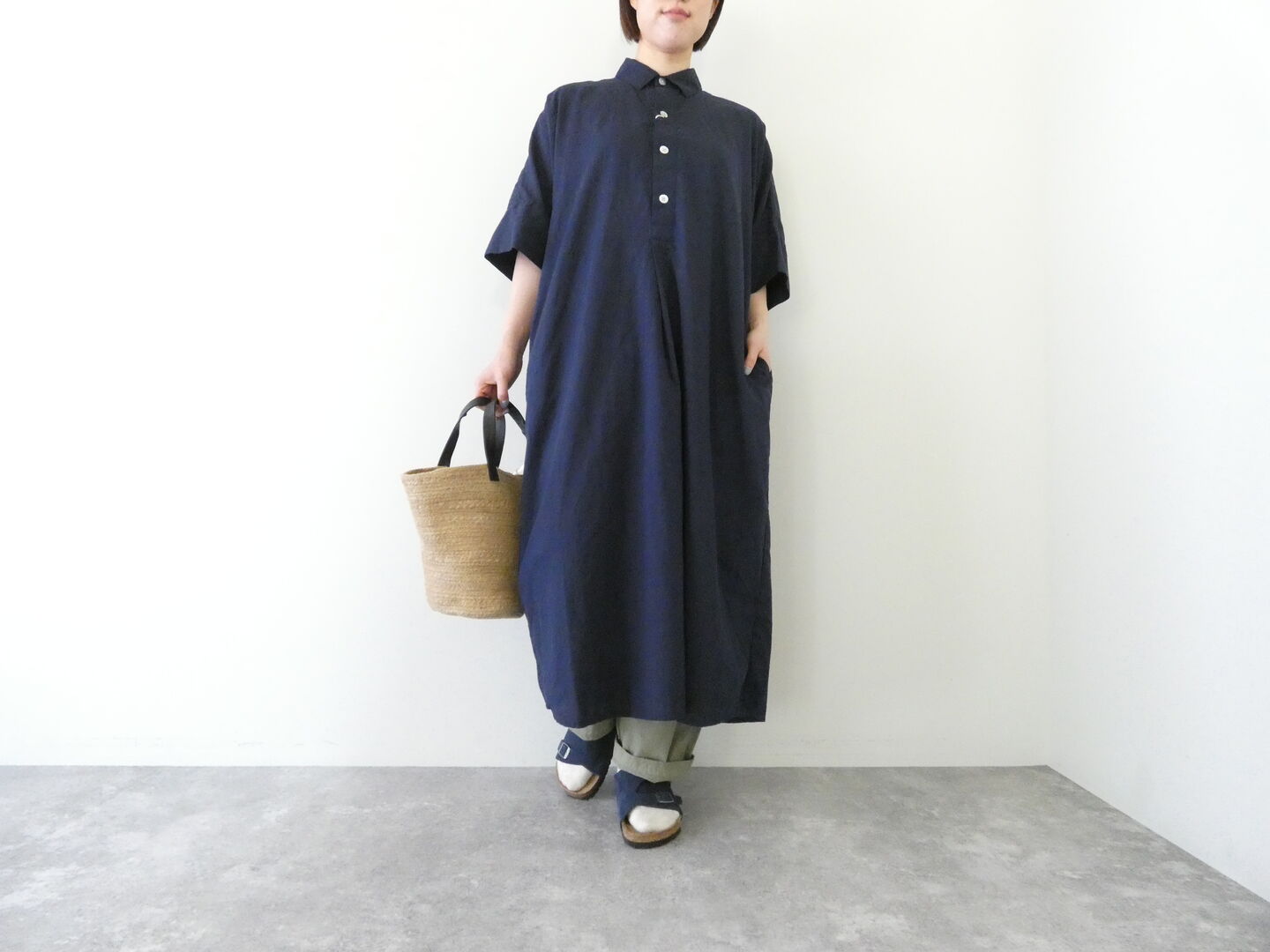 prit(プリット) 綿麻ポプリン5分袖プルオーバーシャツワンピースの商品画像4