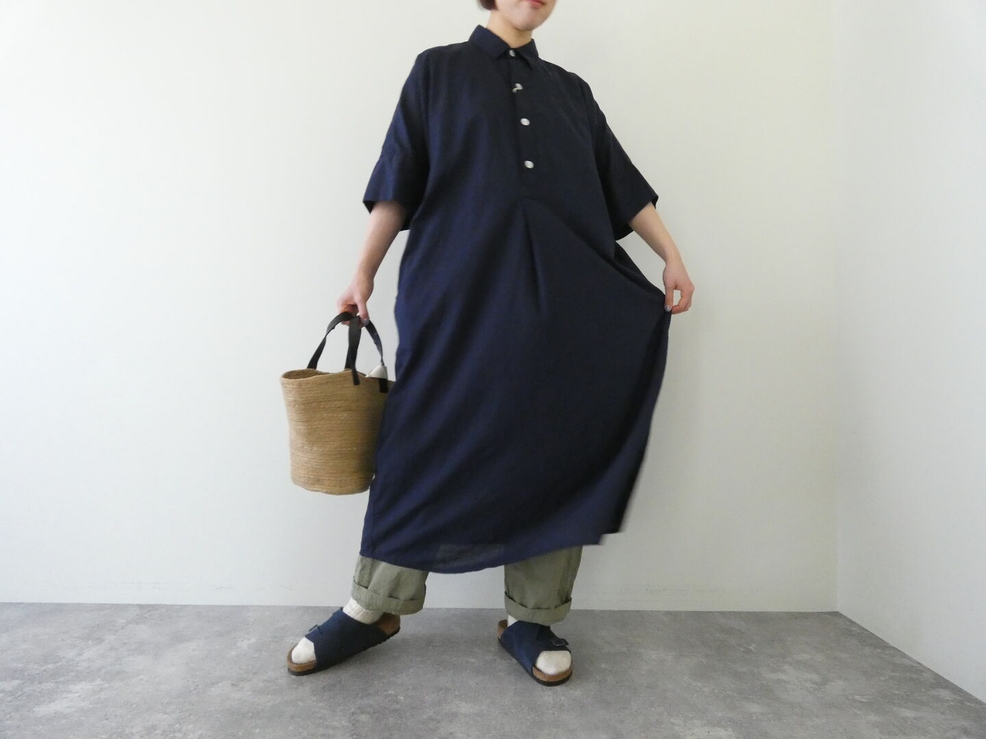 prit(プリット) 綿麻ポプリン5分袖プルオーバーシャツワンピースの商品画像6