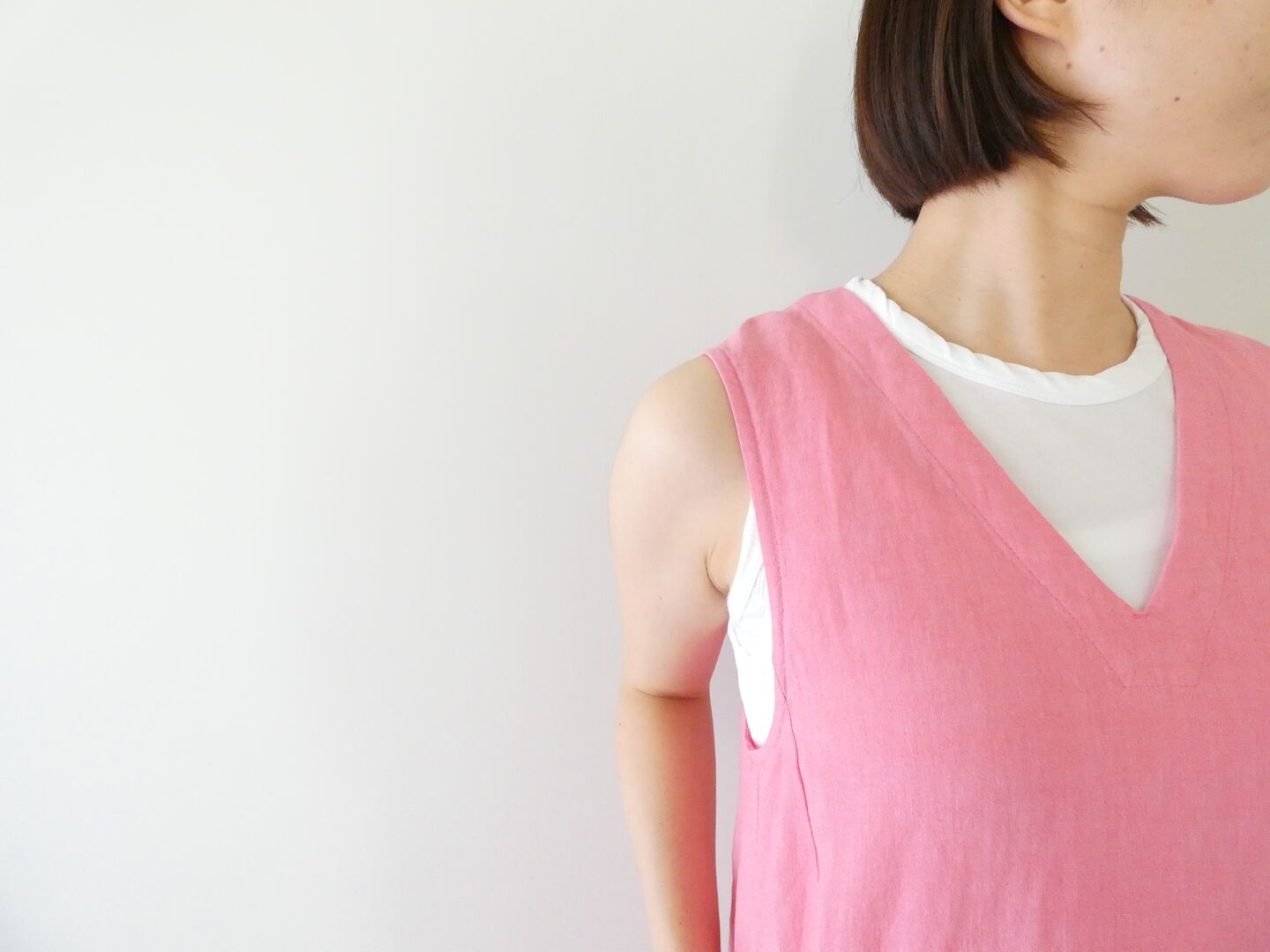 Hands of creation(ハンズオブクリエイション) リネン桐七炊きVネックフレアラインジャンバースカートの商品画像16