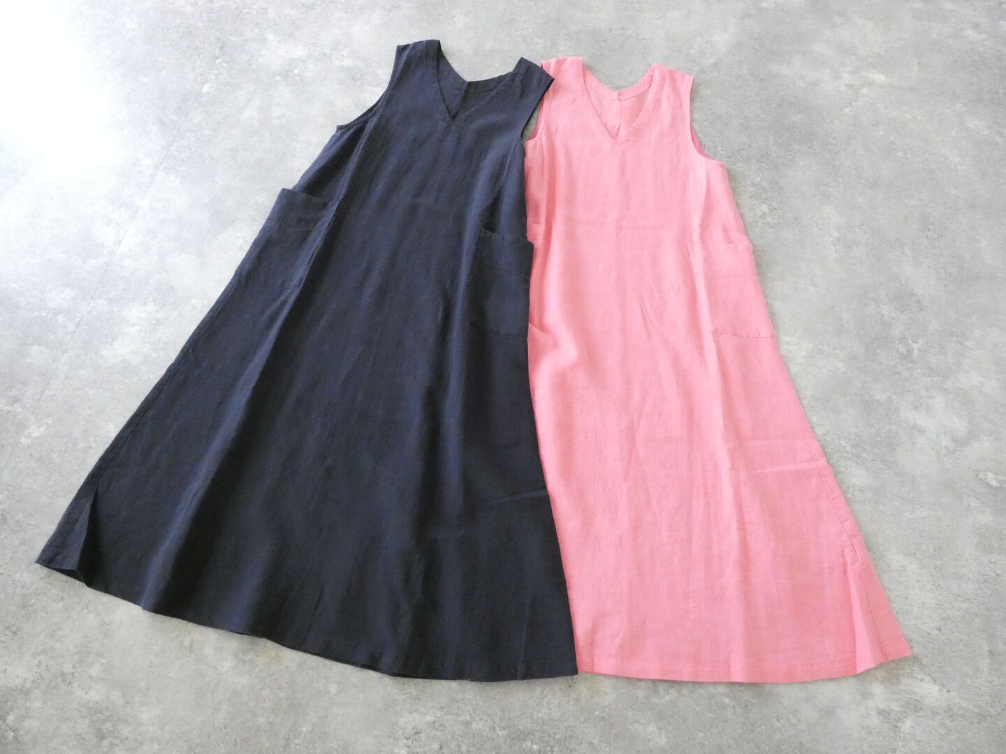 Hands of creation(ハンズオブクリエイション) リネン桐七炊きVネックフレアラインジャンバースカートの商品画像3