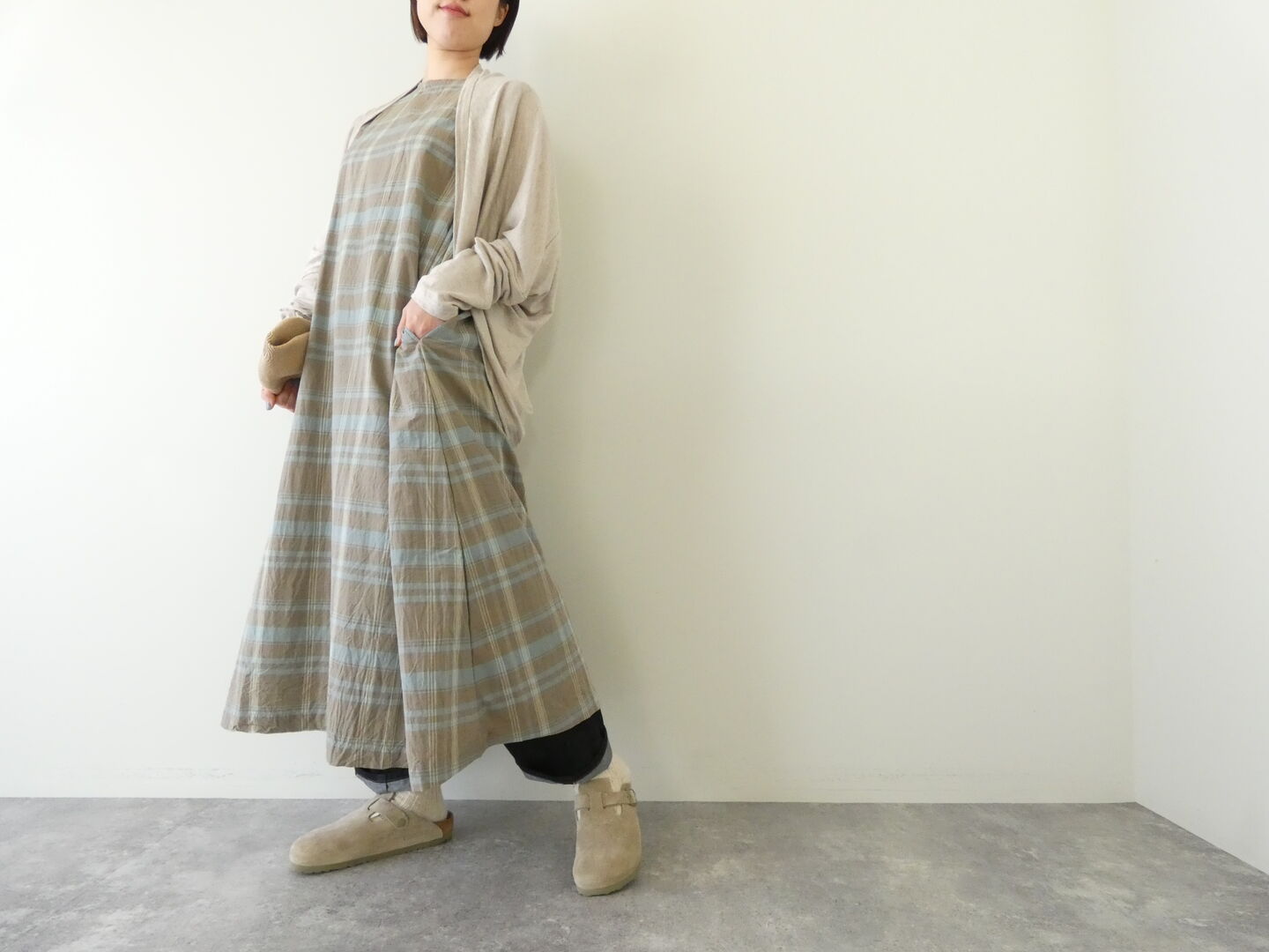 ichi(イチ) チェックノースリフレアワンピースの商品画像1