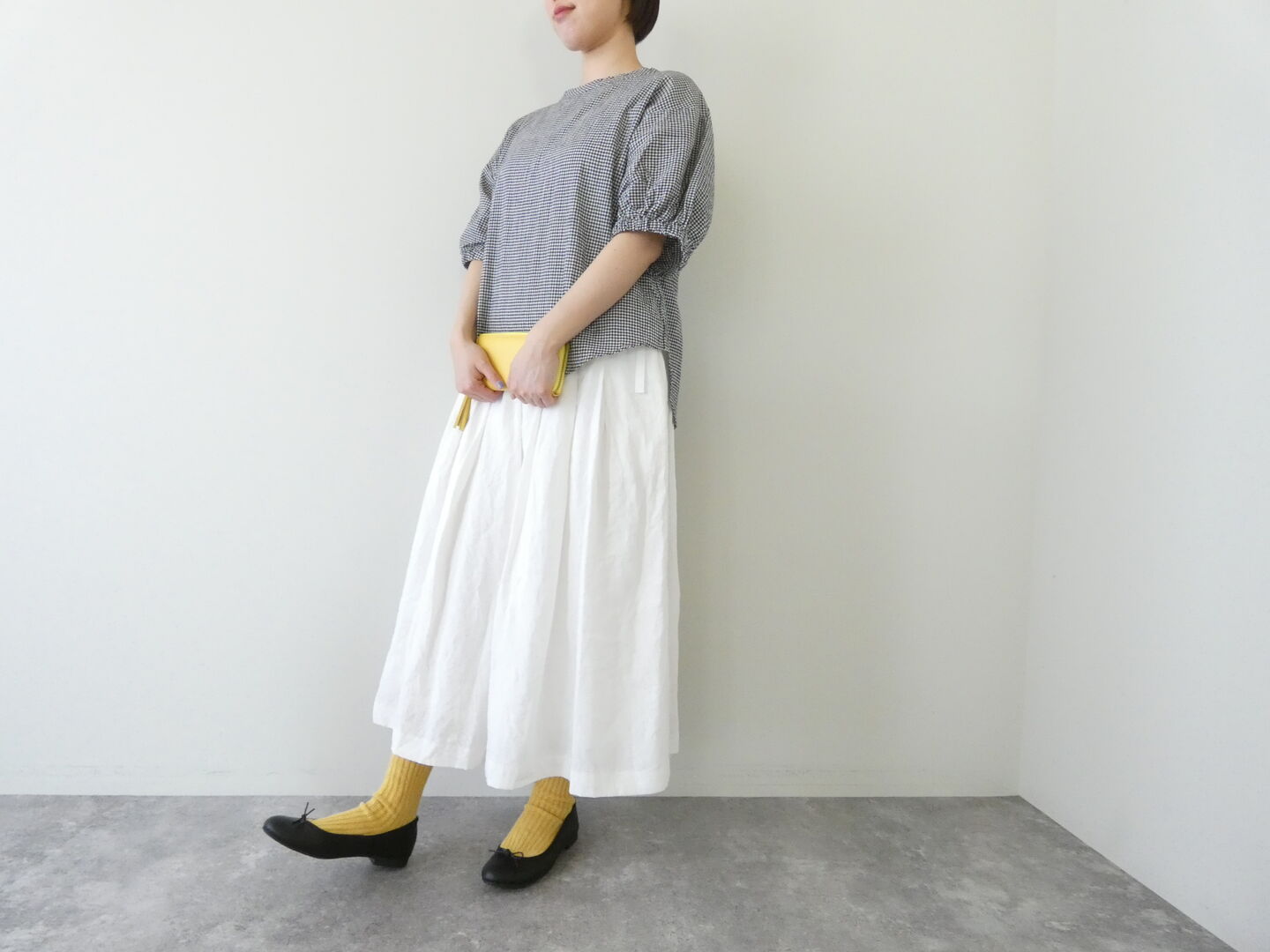 NARU オーガニックコットンチェックボリュームブラウスの商品画像1