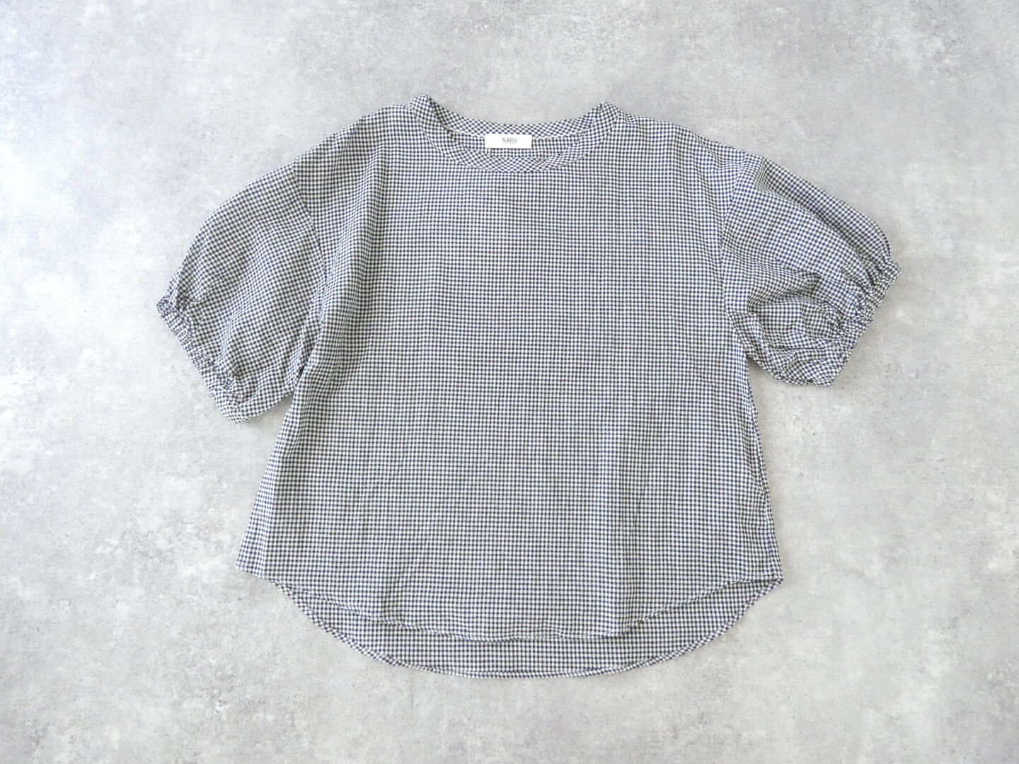 NARU オーガニックコットンチェックボリュームブラウスの商品画像3