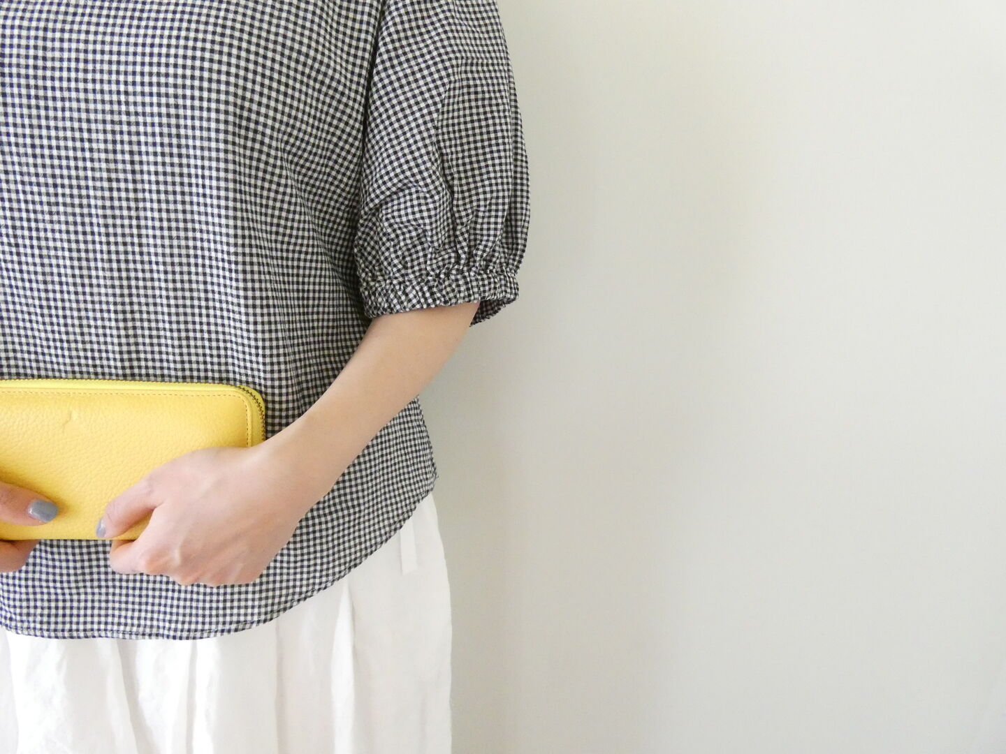 NARU オーガニックコットンチェックボリュームブラウスの商品画像5