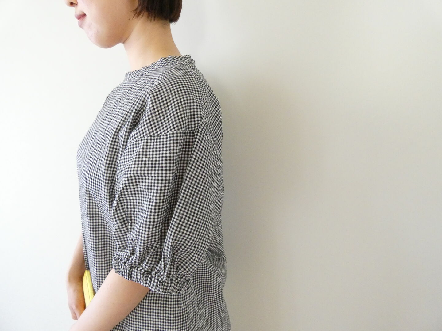 NARU オーガニックコットンチェックボリュームブラウスの商品画像6