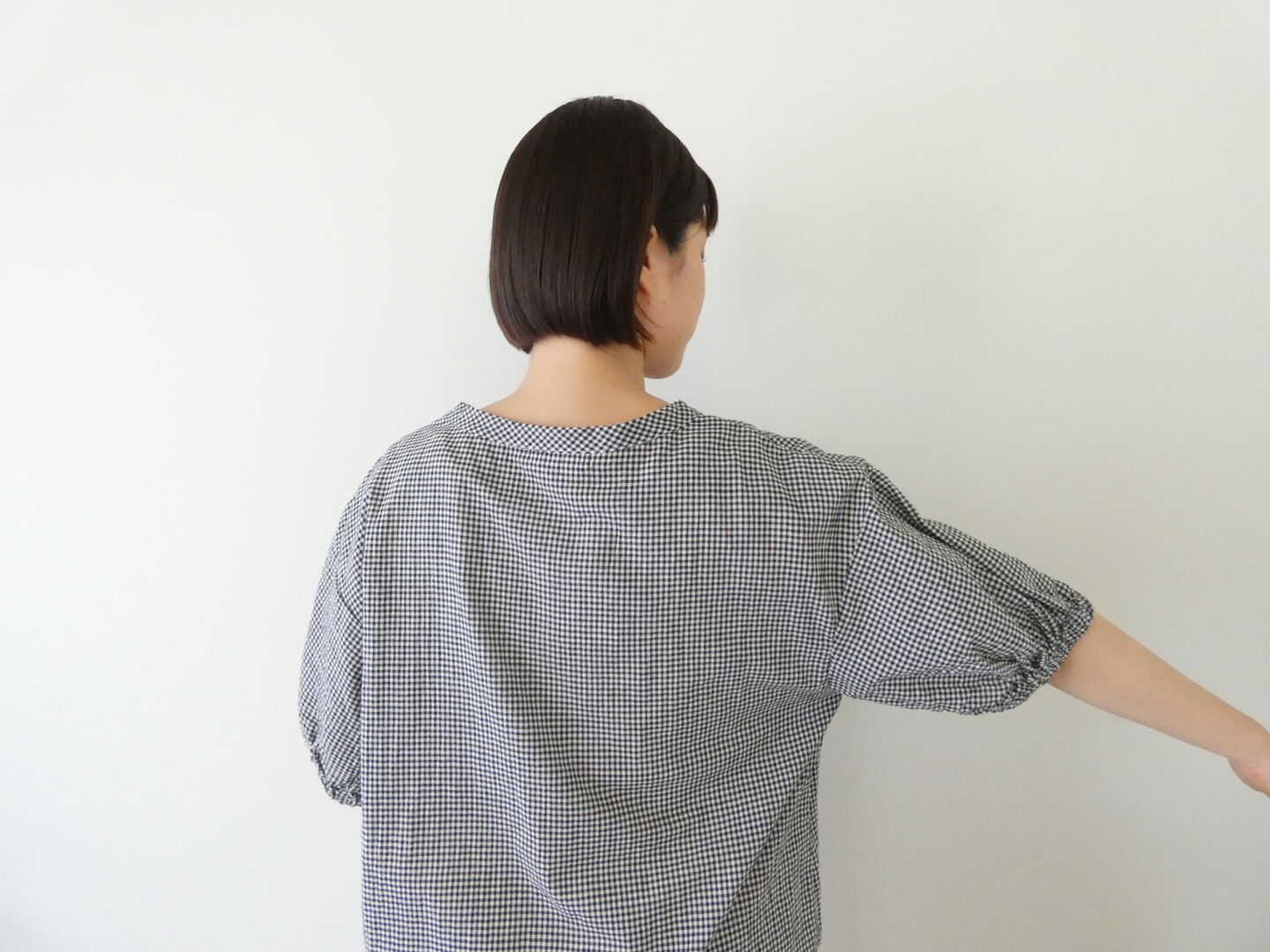 NARU オーガニックコットンチェックボリュームブラウスの商品画像7