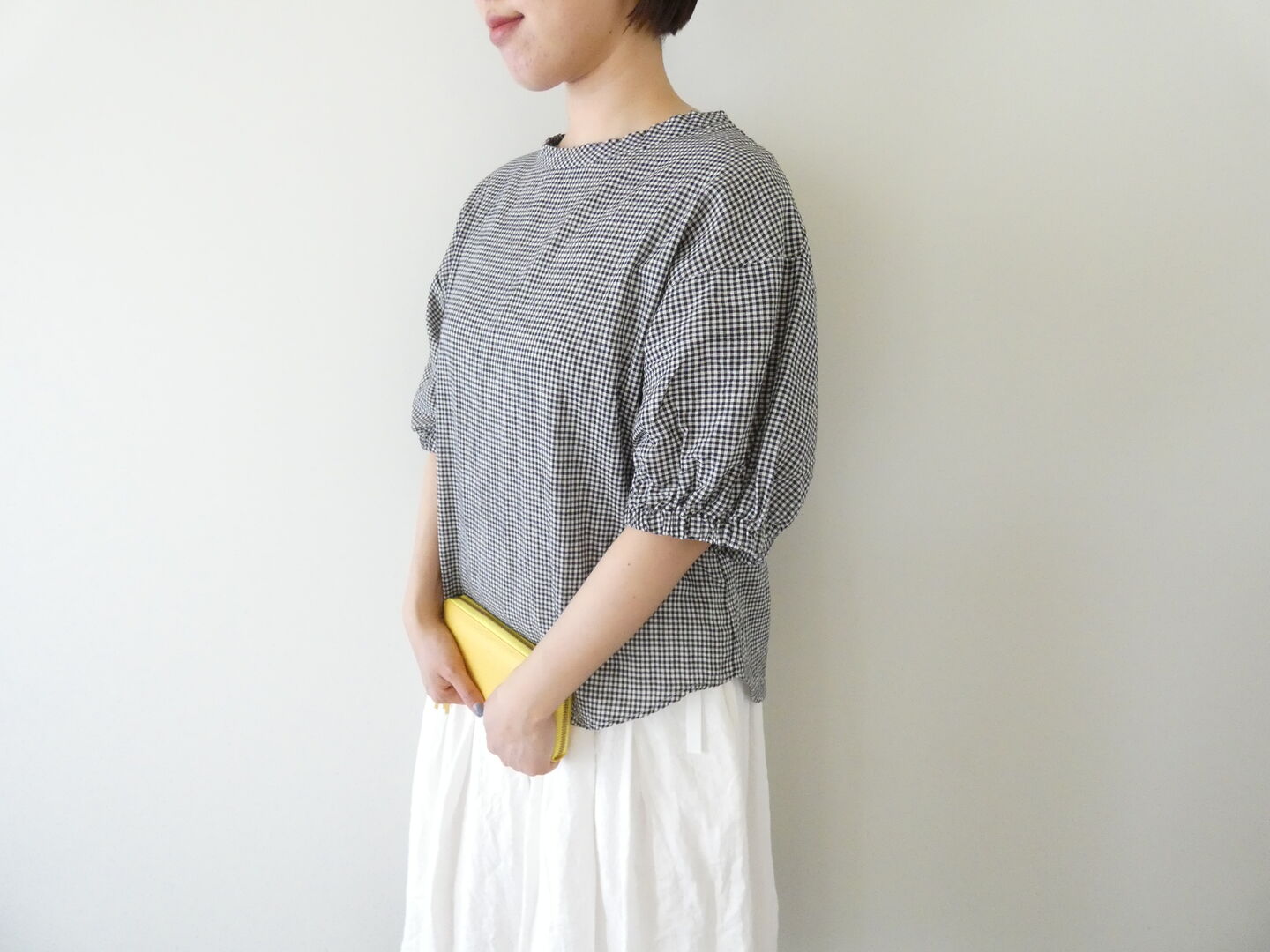 NARU オーガニックコットンチェックボリュームブラウスの商品画像8