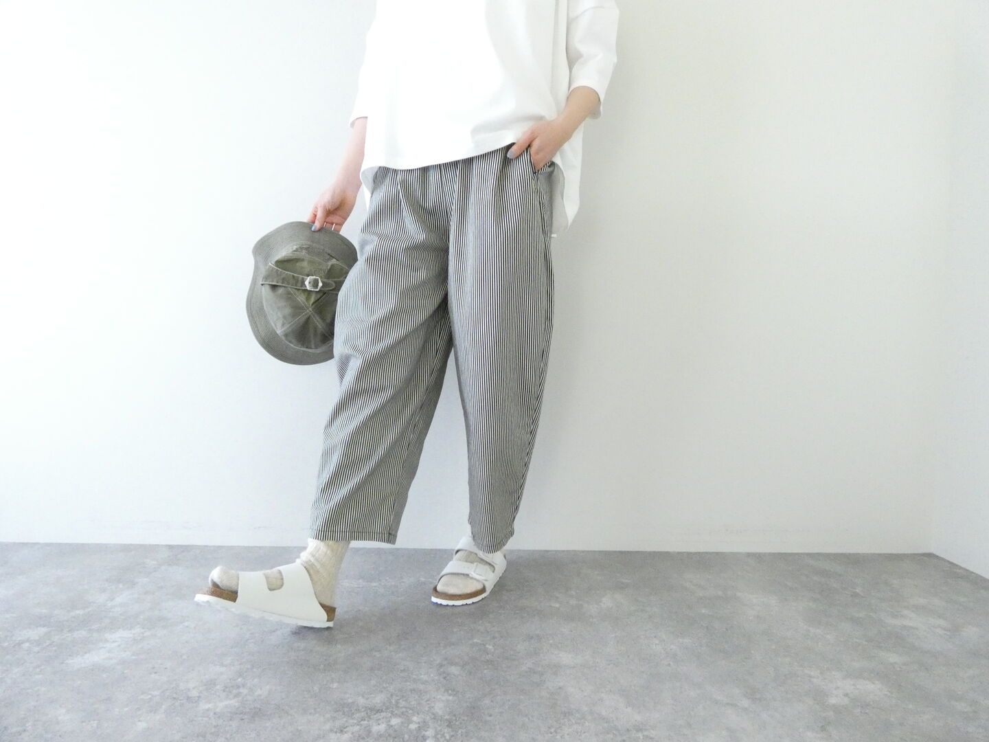 NARU 20ツイルCatlightストライプ柄エッグパンツの商品画像2