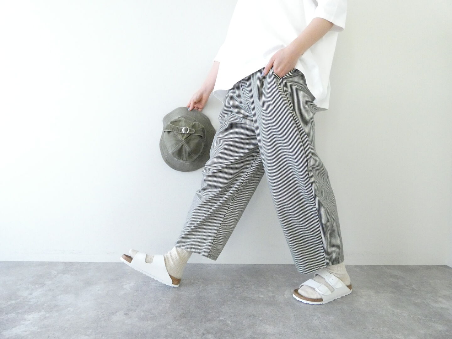 NARU 20ツイルCatlightストライプ柄エッグパンツの商品画像7