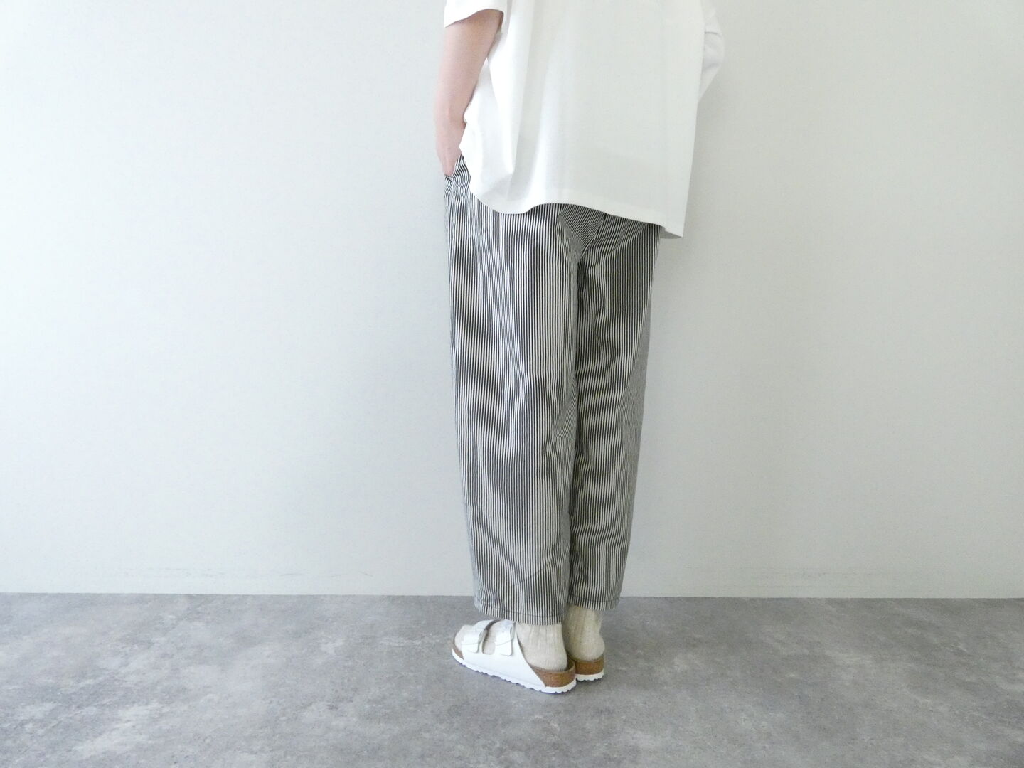 NARU 20ツイルCatlightストライプ柄エッグパンツの商品画像8