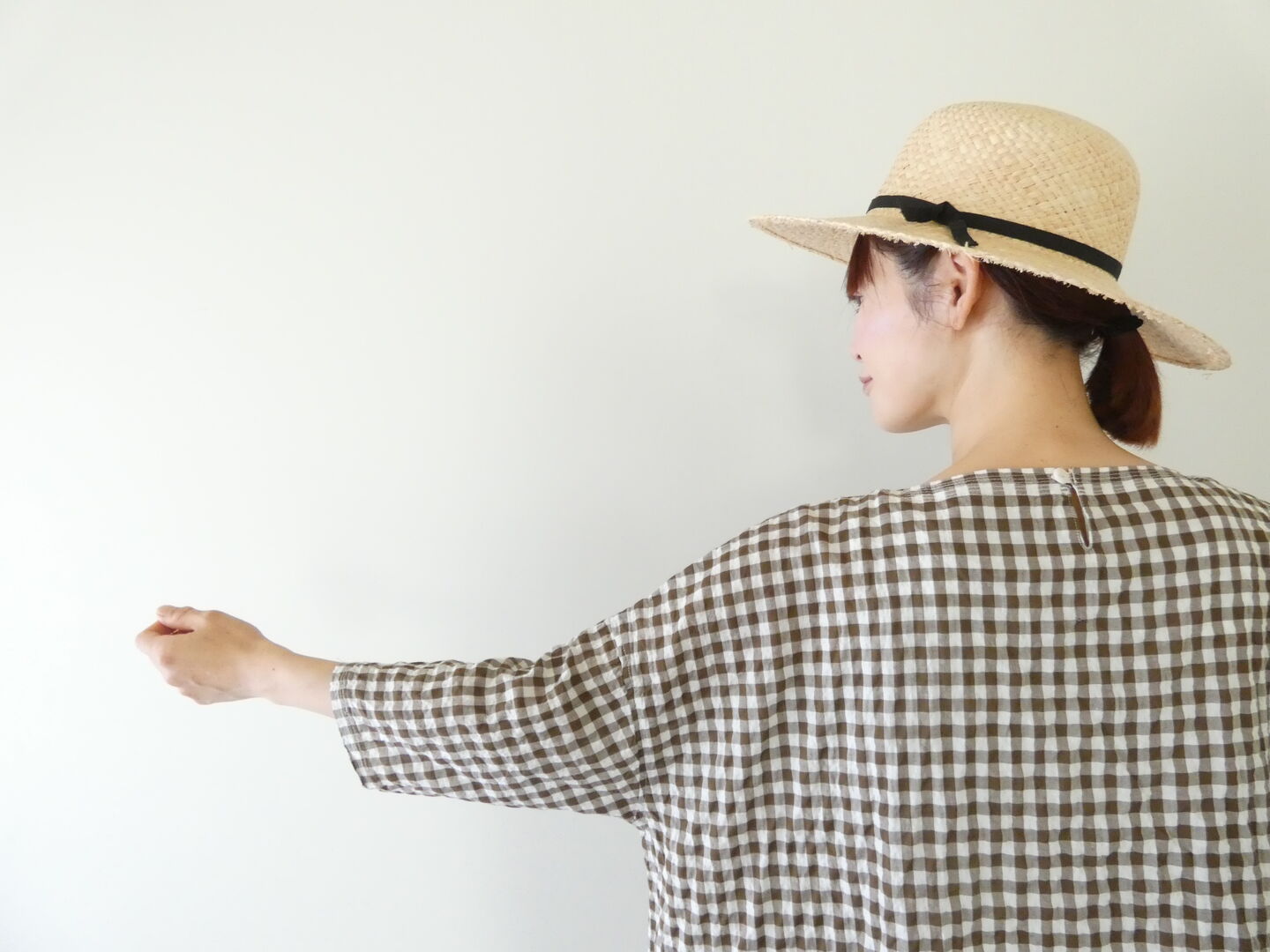 快晴堂(かいせいどう) ゆらぎギンガムチェック Wideストン5分袖ワンピースの商品画像16