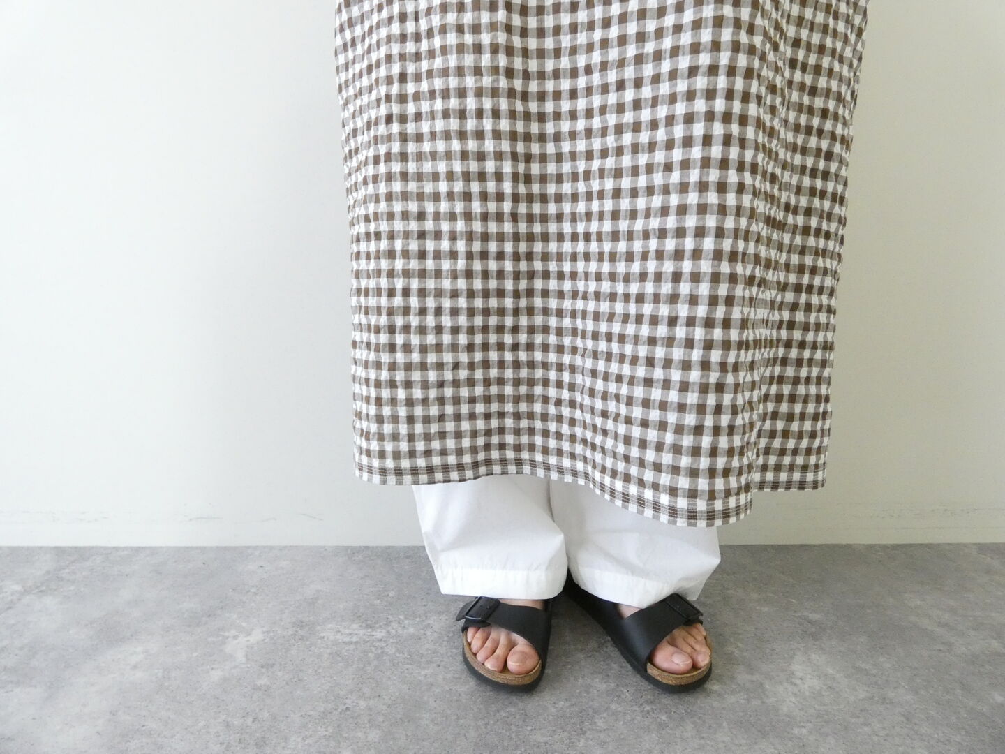 快晴堂(かいせいどう) ゆらぎギンガムチェック Wideストン5分袖ワンピースの商品画像17