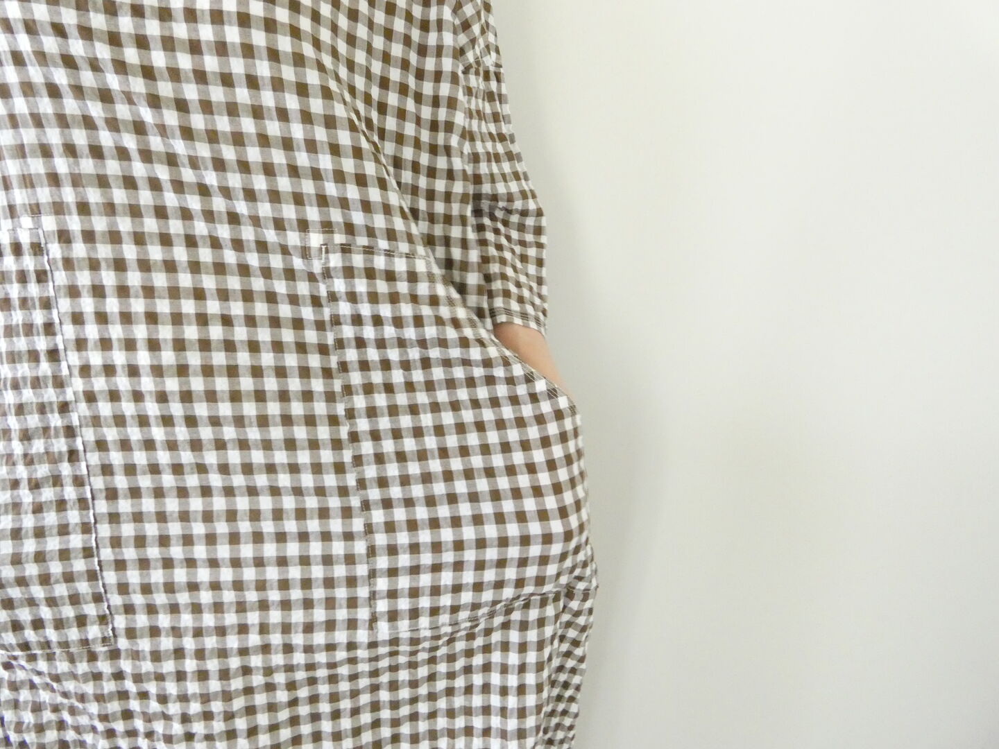 快晴堂(かいせいどう) ゆらぎギンガムチェック Wideストン5分袖ワンピースの商品画像5