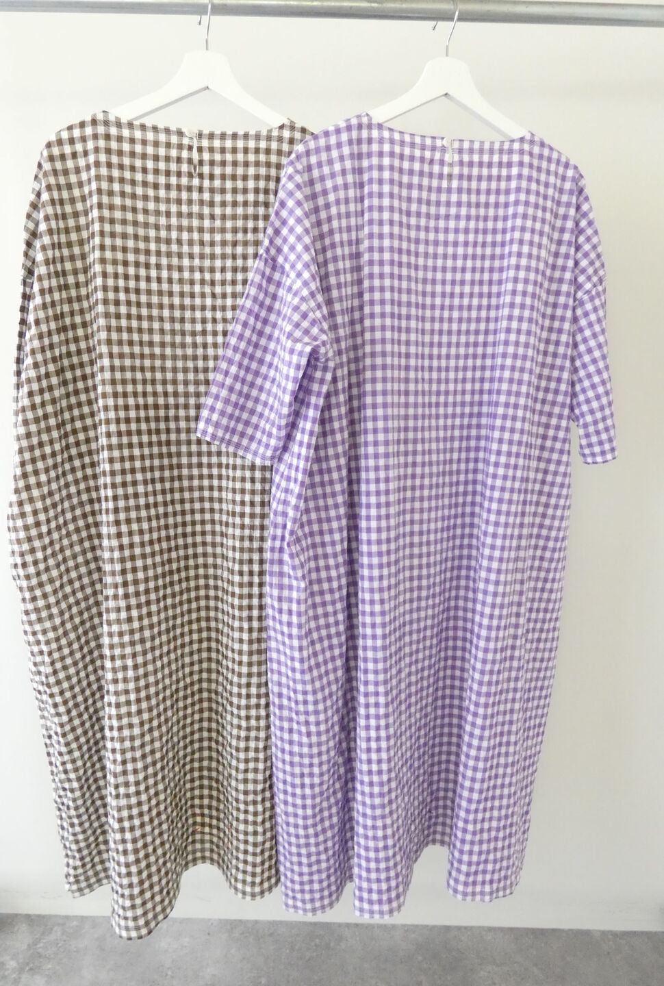 快晴堂(かいせいどう) ゆらぎギンガムチェック Wideストン5分袖ワンピースの商品画像8