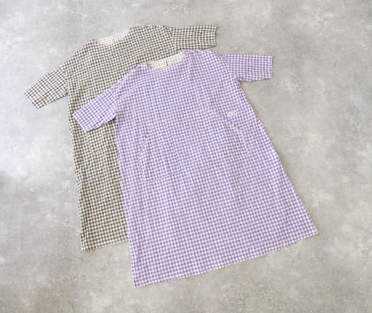 快晴堂(かいせいどう) ゆらぎギンガムチェック Wideストン5分袖ワンピースの商品画像9