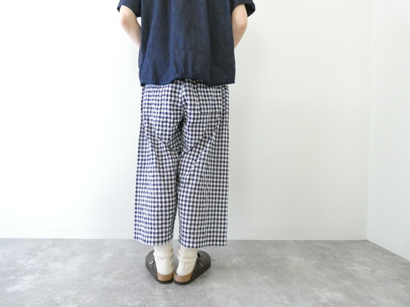 快晴堂(かいせいどう) ゆらぎギンガムチェック 4ポケットイージーパンツの商品画像4