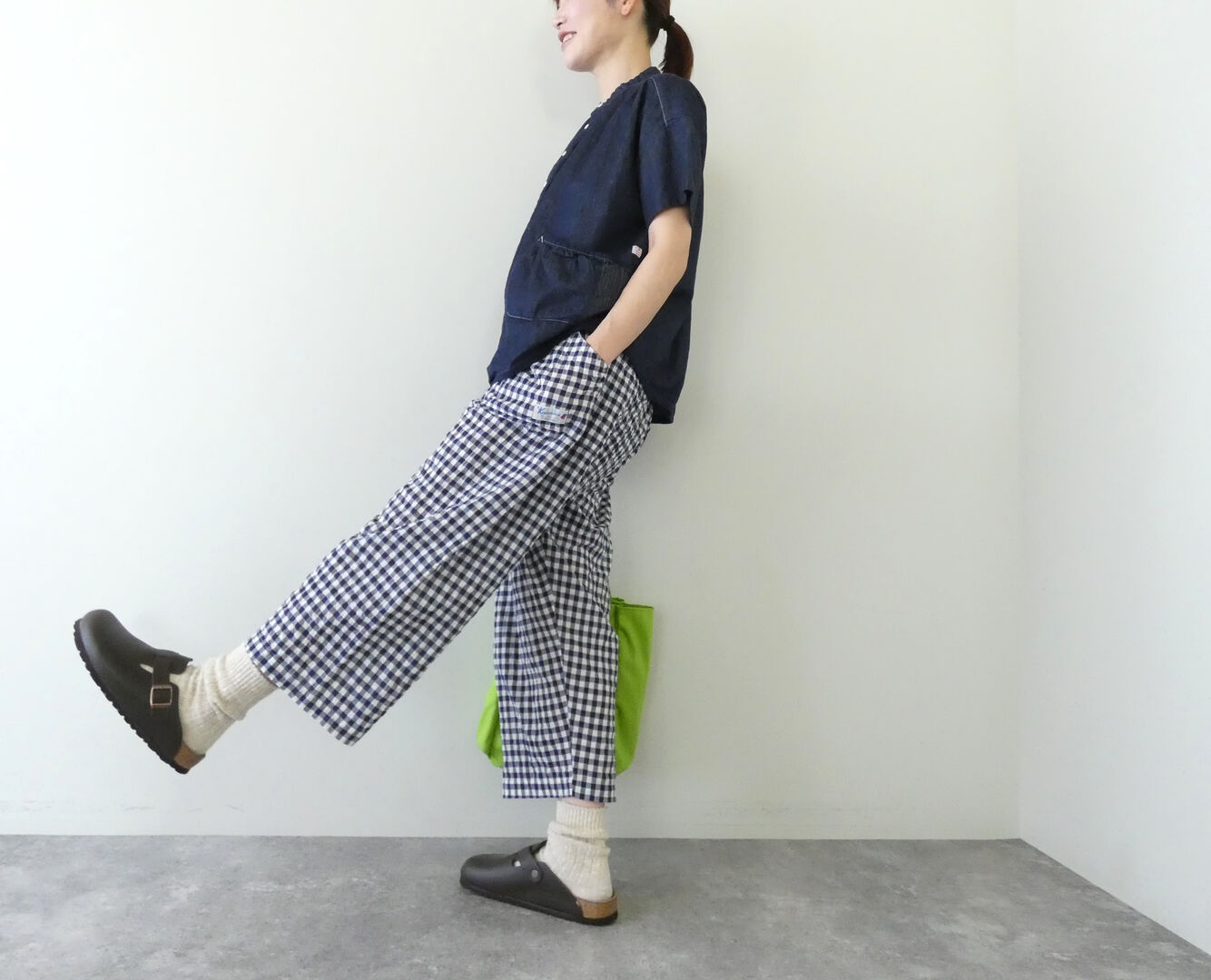 快晴堂(かいせいどう) ゆらぎギンガムチェック 4ポケットイージーパンツの商品画像5