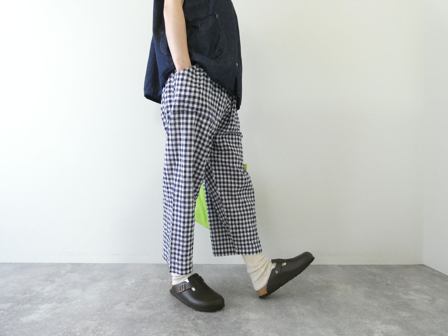 快晴堂(かいせいどう) ゆらぎギンガムチェック 4ポケットイージーパンツの商品画像6
