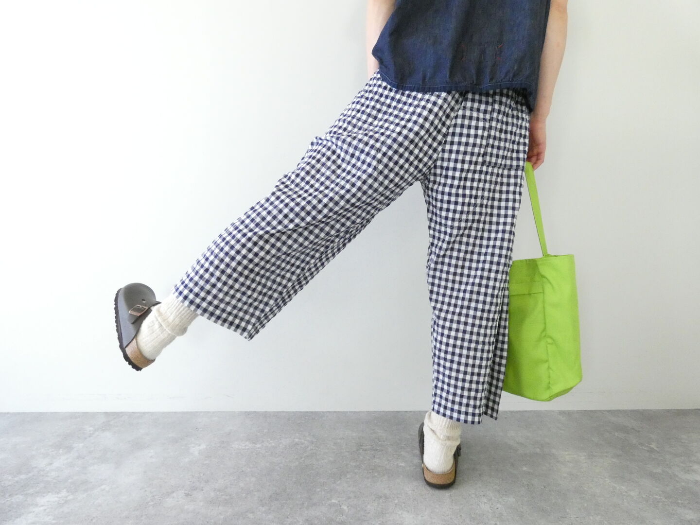 快晴堂(かいせいどう) ゆらぎギンガムチェック 4ポケットイージーパンツの商品画像7