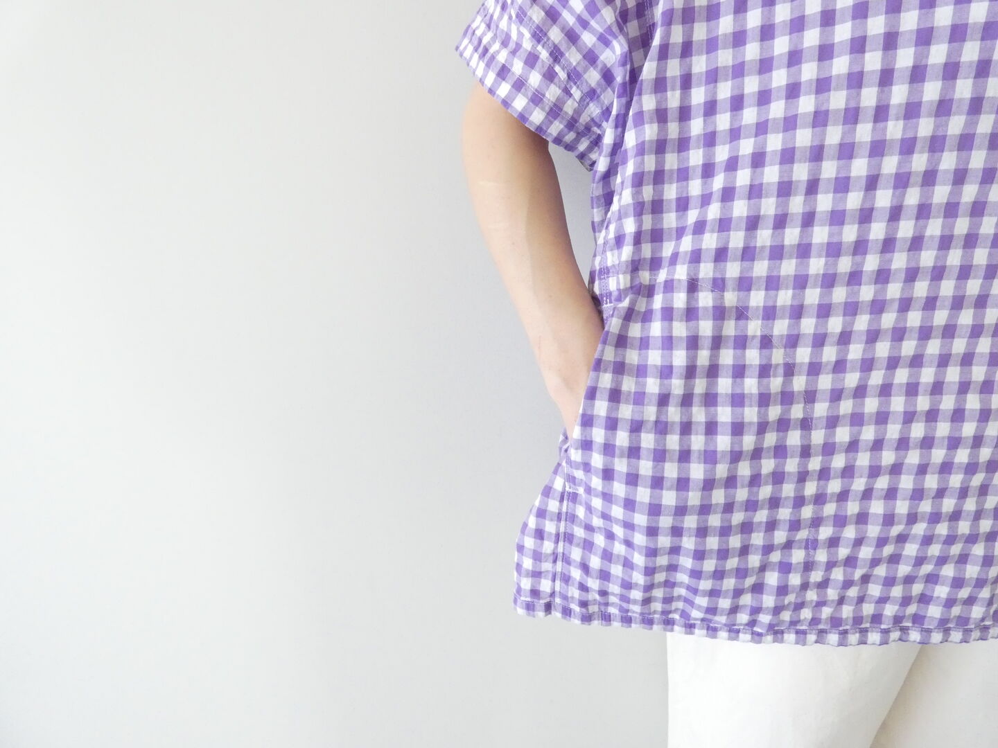 快晴堂(かいせいどう) ゆらぎギンガムチェック Wide-Tシャツの商品画像16