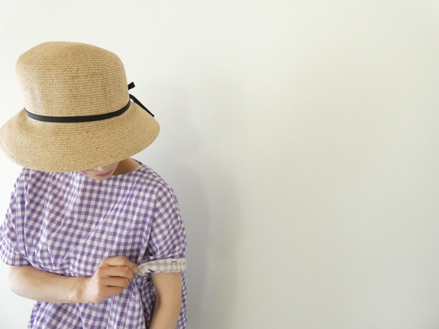 快晴堂(かいせいどう) ゆらぎギンガムチェック Wide-Tシャツの商品画像5