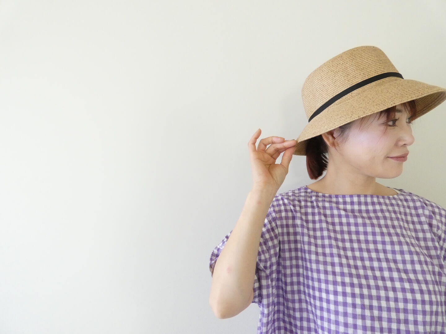 快晴堂(かいせいどう) ゆらぎギンガムチェック Wide-Tシャツの商品画像6