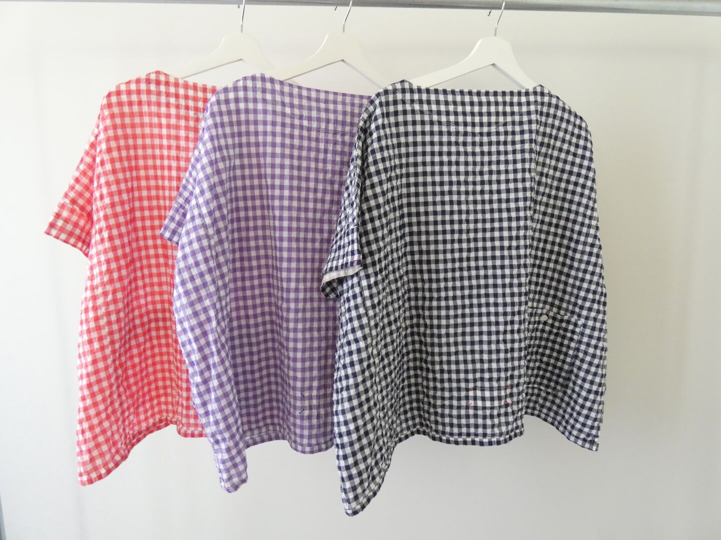 快晴堂(かいせいどう) ゆらぎギンガムチェック Wide-Tシャツの商品画像9