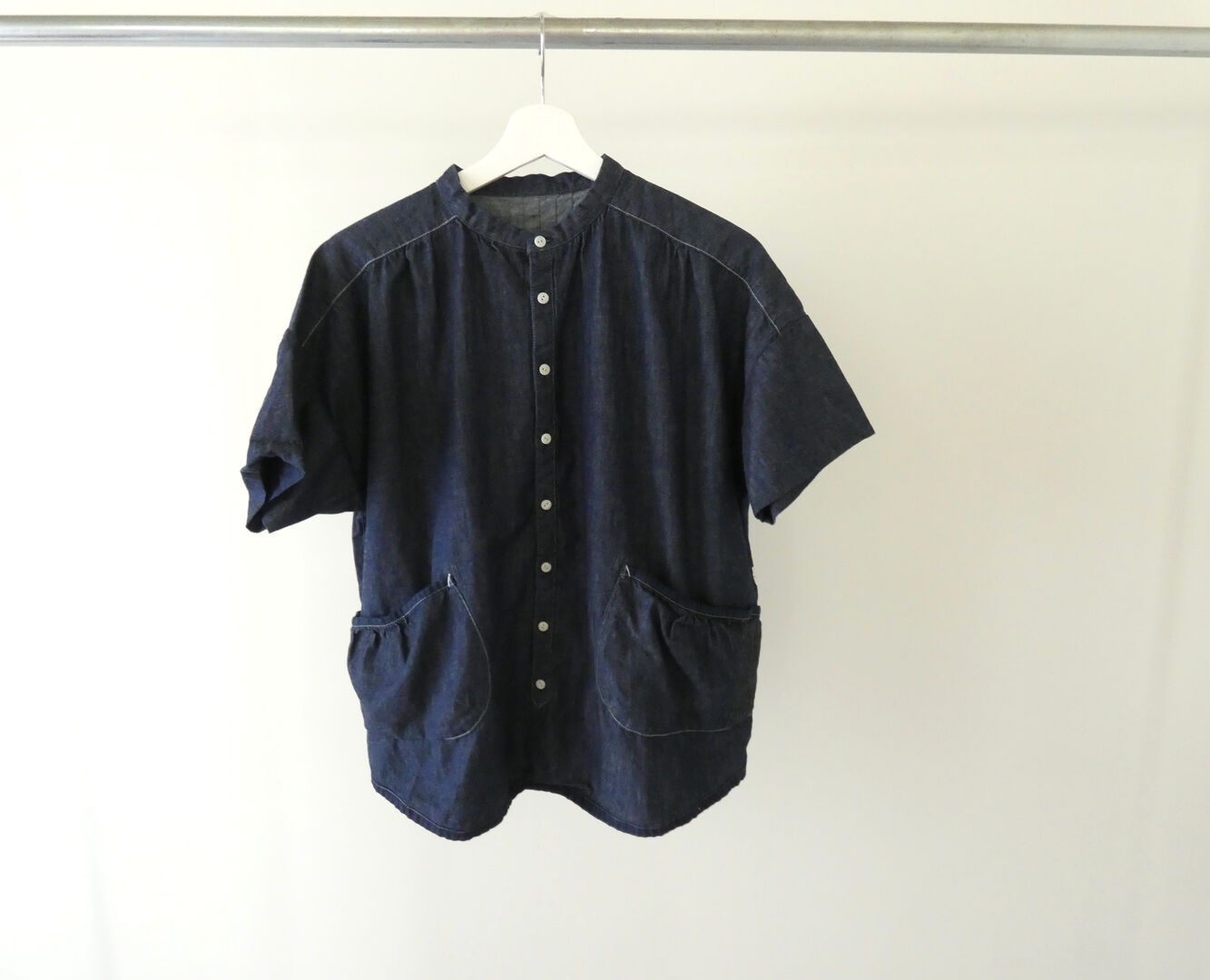 快晴堂(かいせいどう) Girl's マルチシーズン/6オンスデニム スタンド衿半袖ギャザーシャツの商品画像10