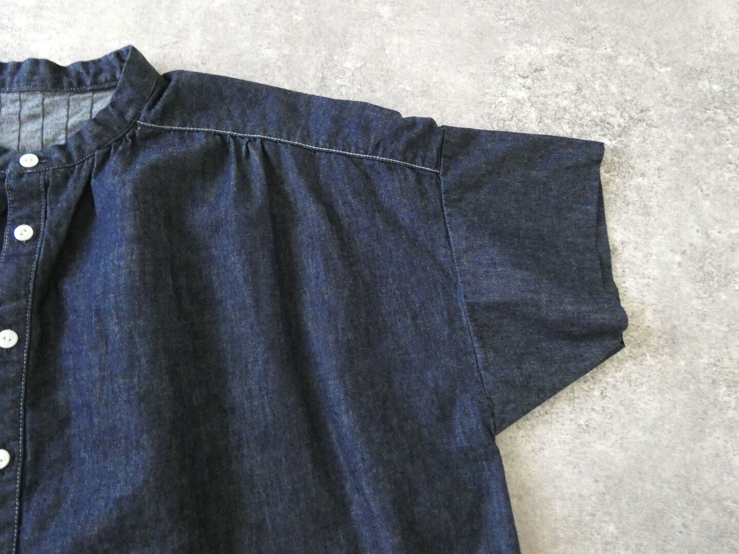 快晴堂(かいせいどう) Girl's マルチシーズン/6オンスデニム スタンド衿半袖ギャザーシャツの商品画像22