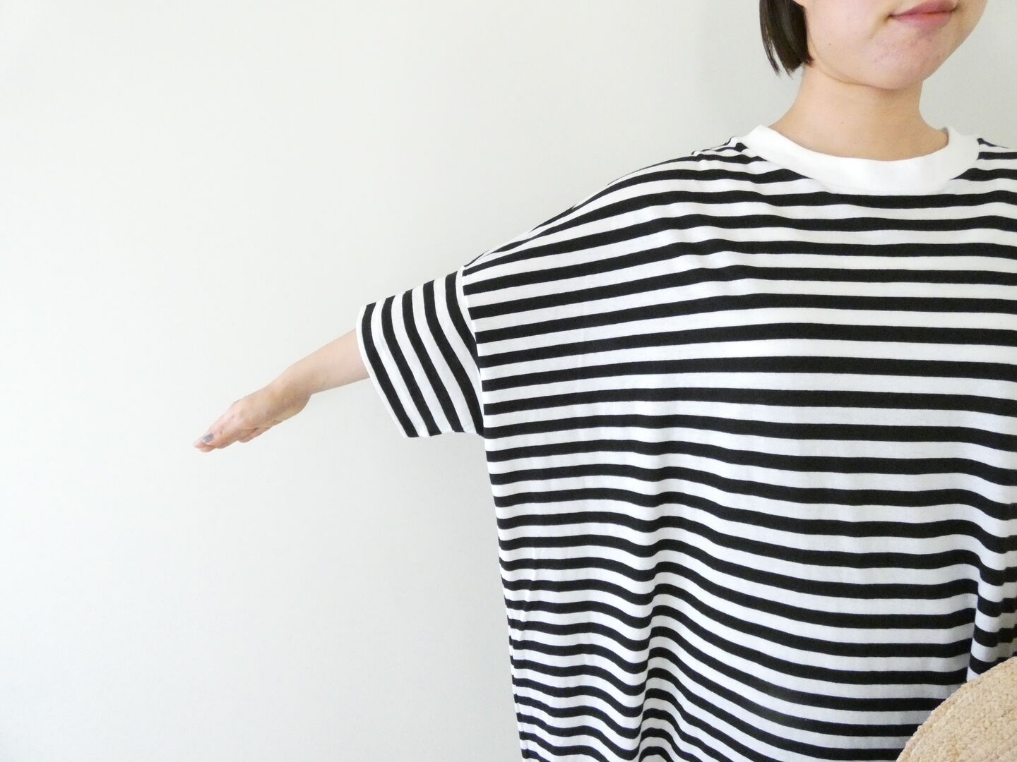 R&D.M.Co-(オールドマンズテーラー) GAUZE BORDER OVERSIZE HALF SLEEVE T SHIRTの商品画像2