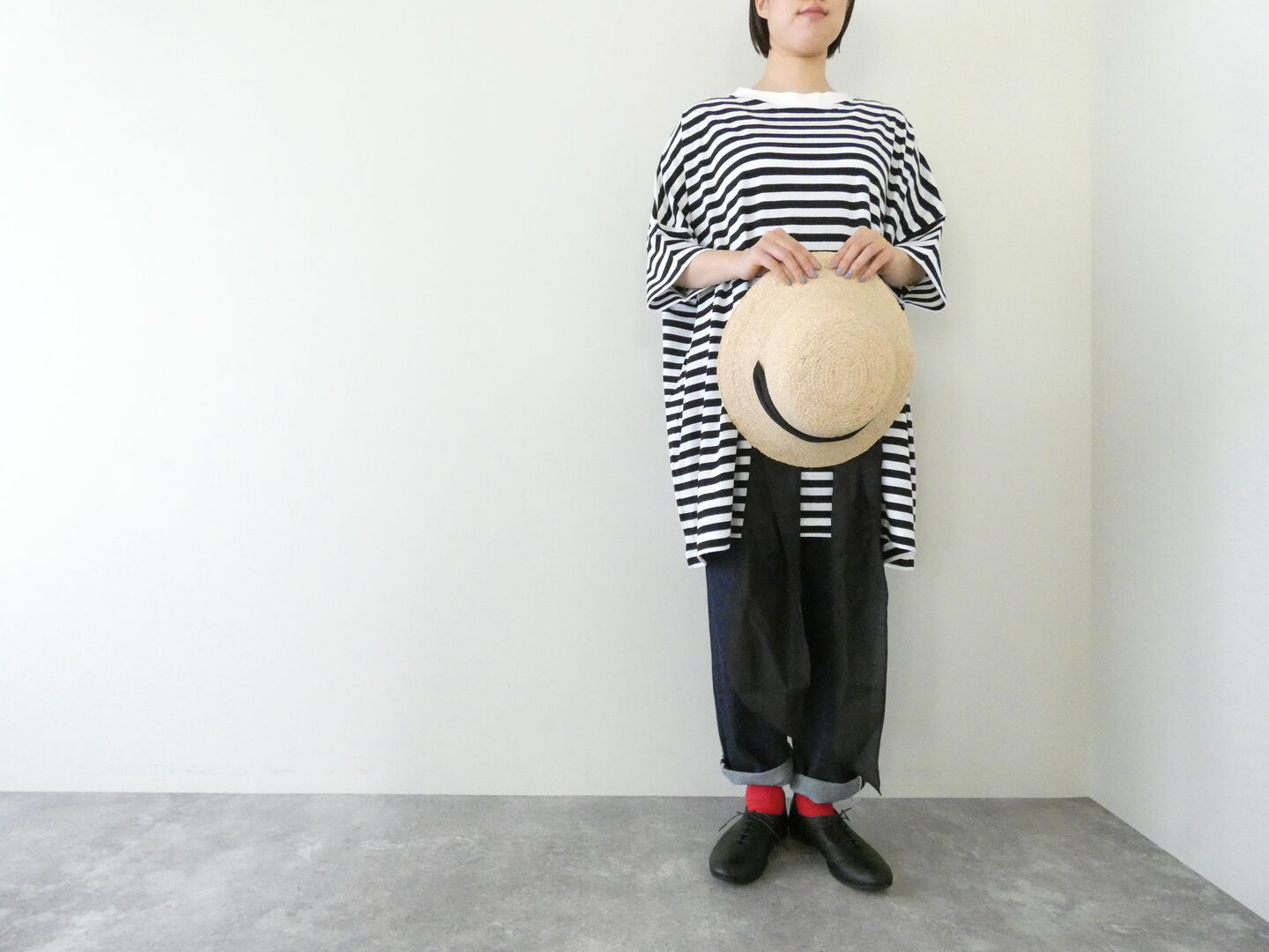 R&D.M.Co-(オールドマンズテーラー) GAUZE BORDER OVERSIZE HALF SLEEVE T SHIRTの商品画像5