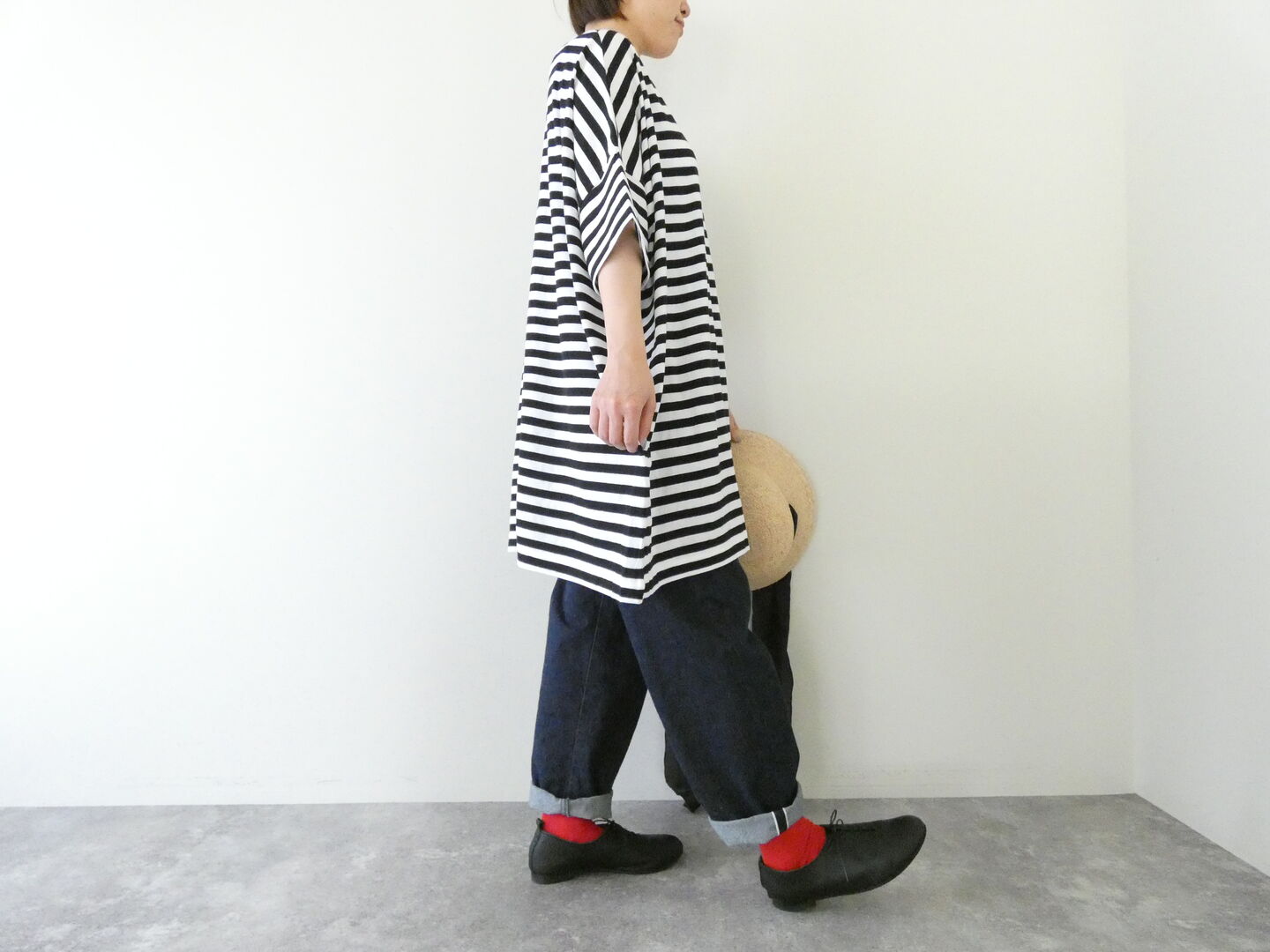 R&D.M.Co-(オールドマンズテーラー) GAUZE BORDER OVERSIZE HALF SLEEVE T SHIRTの商品画像9