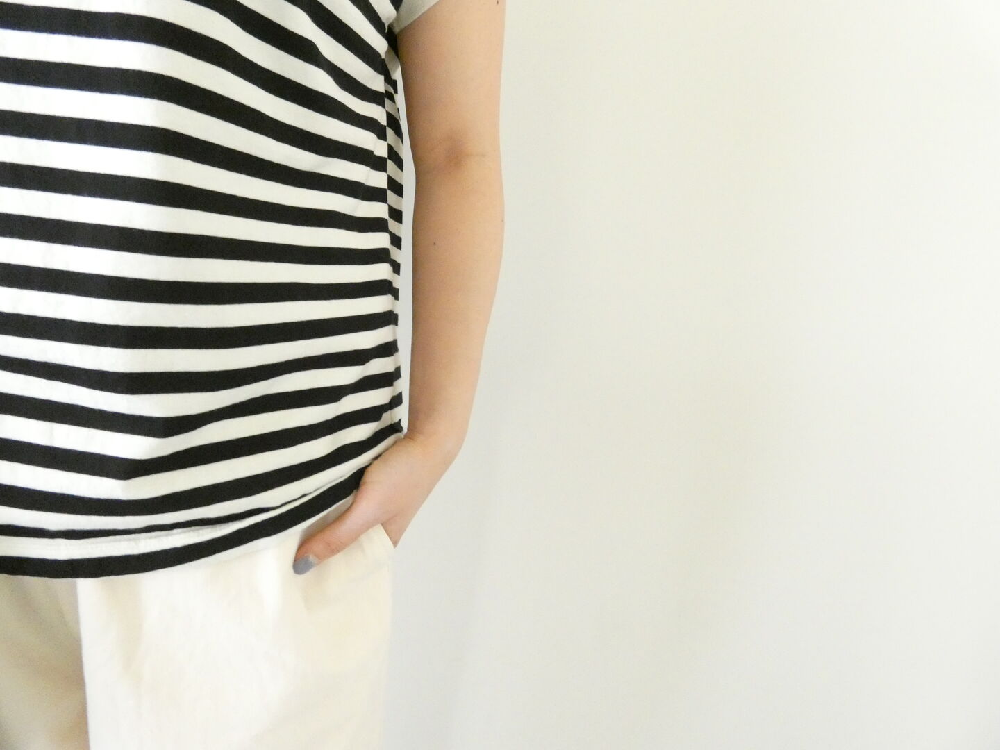 RINEN(リネン) 60/2スーピマ天竺ボーダーフレンチスリーブの商品画像5