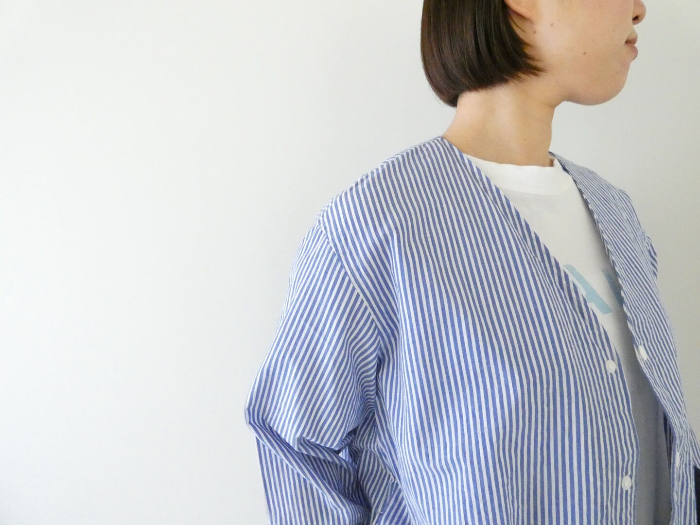 RINEN(リネン) 80/150/1強撚平織カーディガンシャツの商品画像4