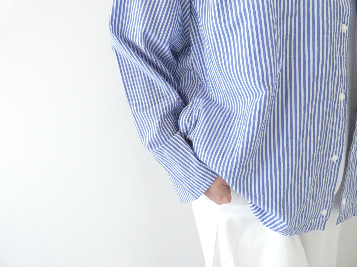 RINEN(リネン) 80/150/1強撚平織カーディガンシャツの商品画像5