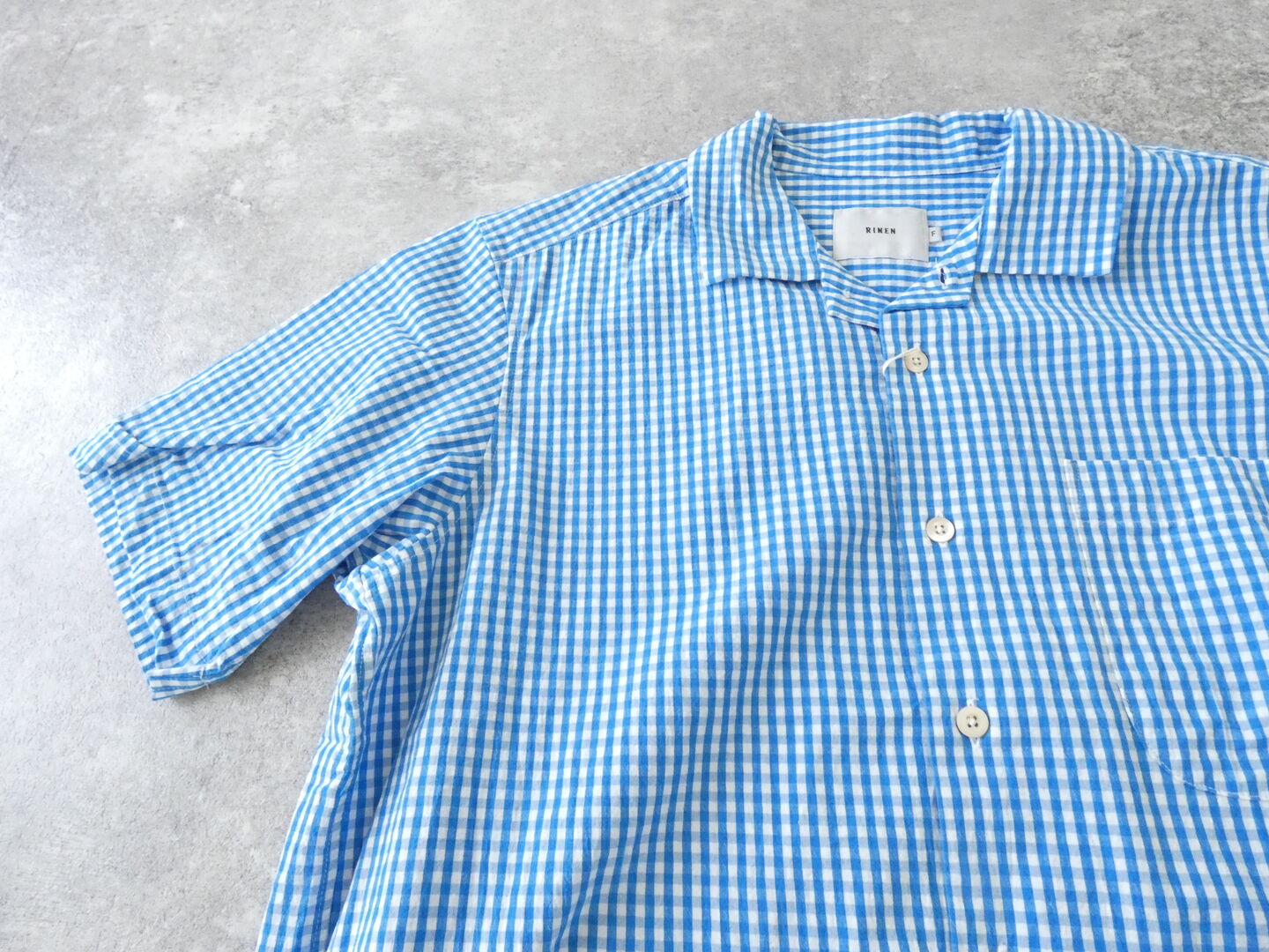 RINEN(リネン) コットンギンガム半袖オープンカラーシャツの商品画像22
