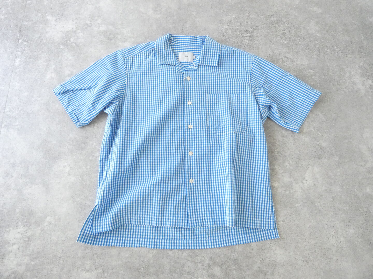 RINEN(リネン) コットンギンガム半袖オープンカラーシャツの商品画像3