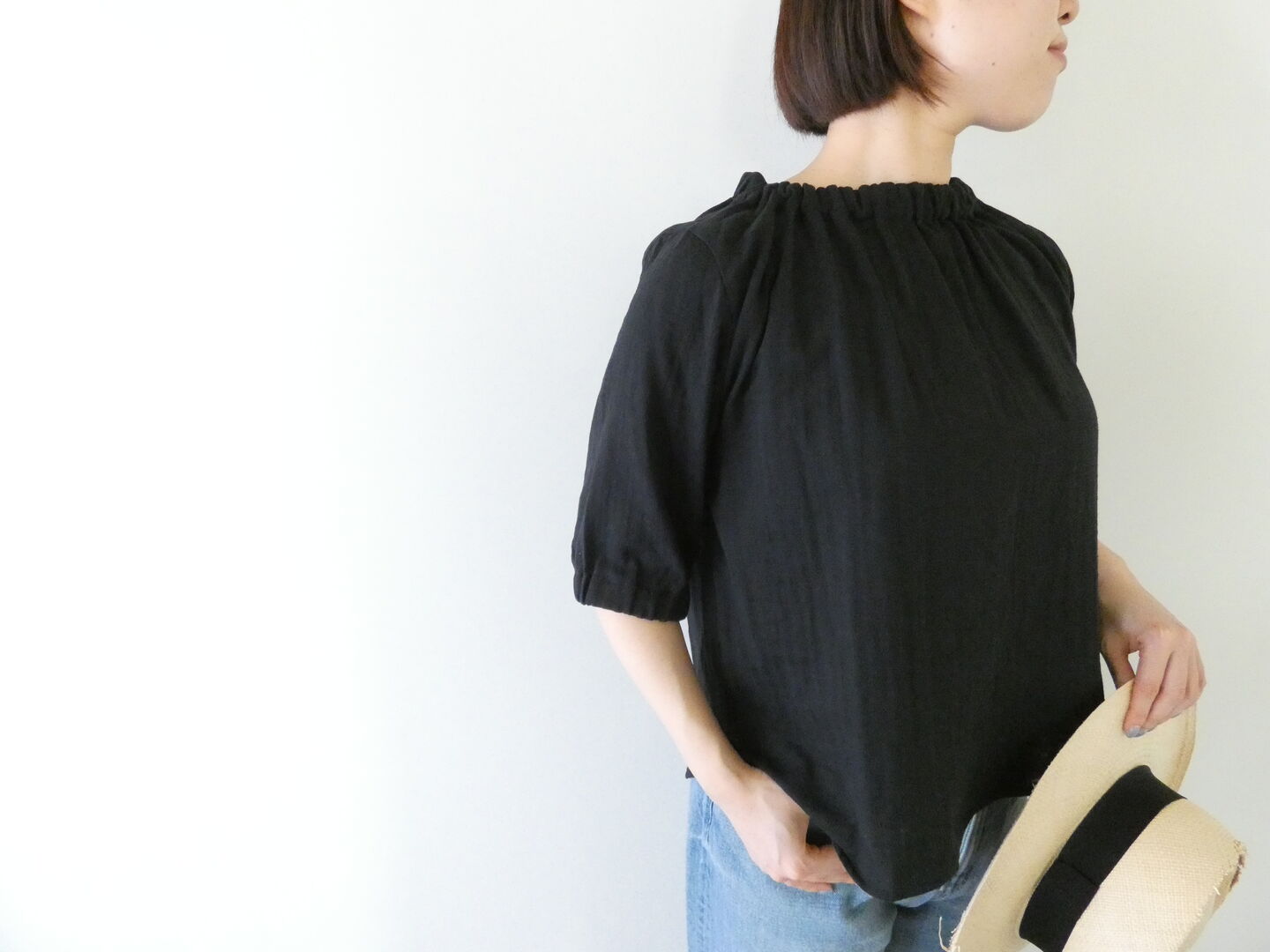 SSC スラブWガーゼゴムネック5分袖プルオーバーの商品画像1