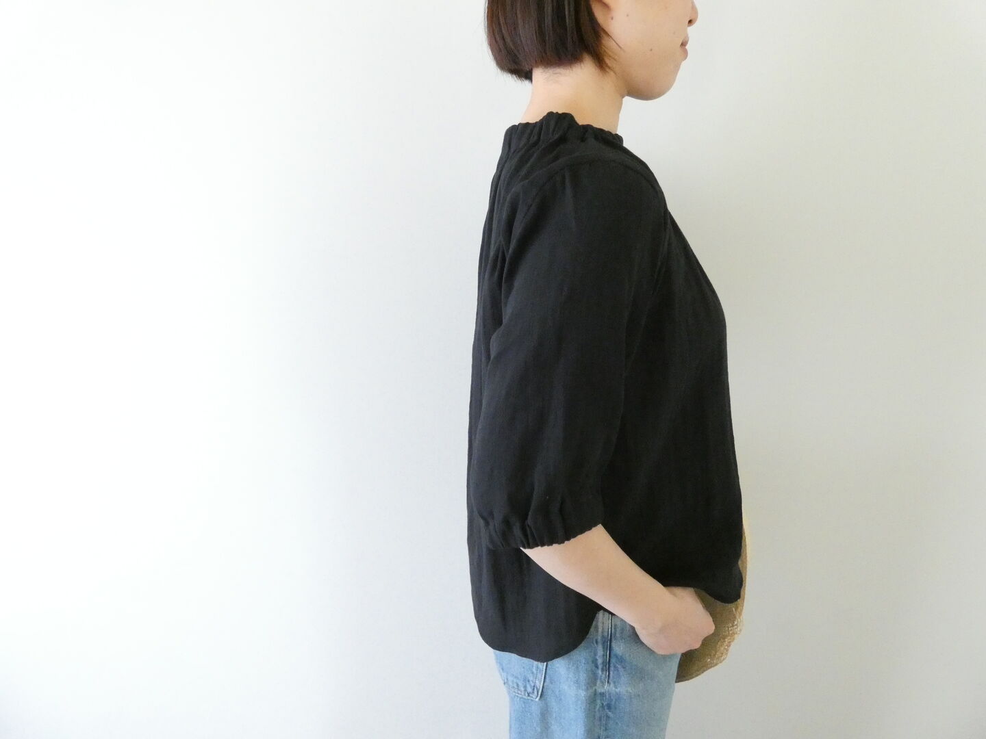 SSC スラブWガーゼゴムネック5分袖プルオーバーの商品画像2